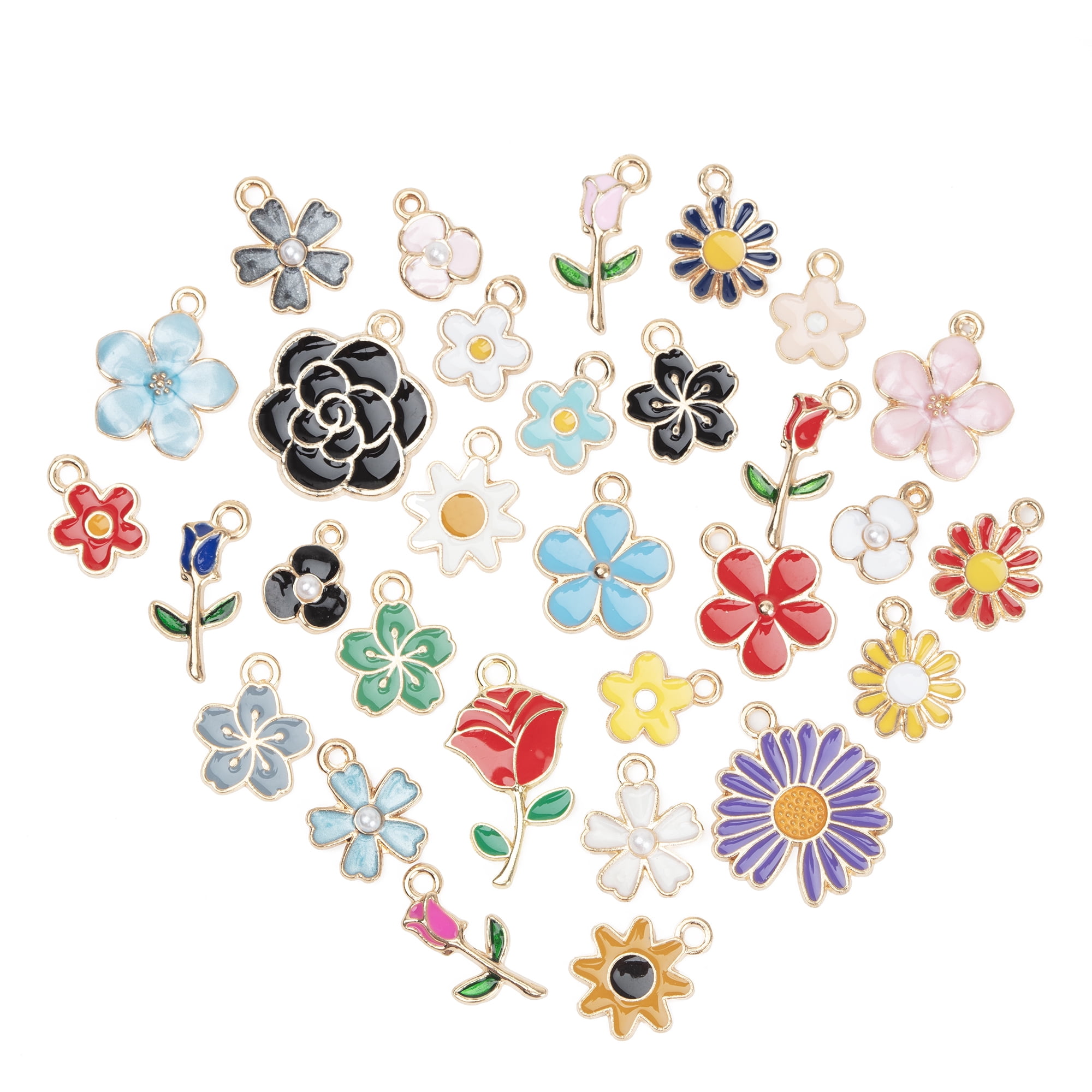Cousin DIY Enamel Flower Charms for Jewelry Making (Gold, 60 Piece Pack) yy5jp