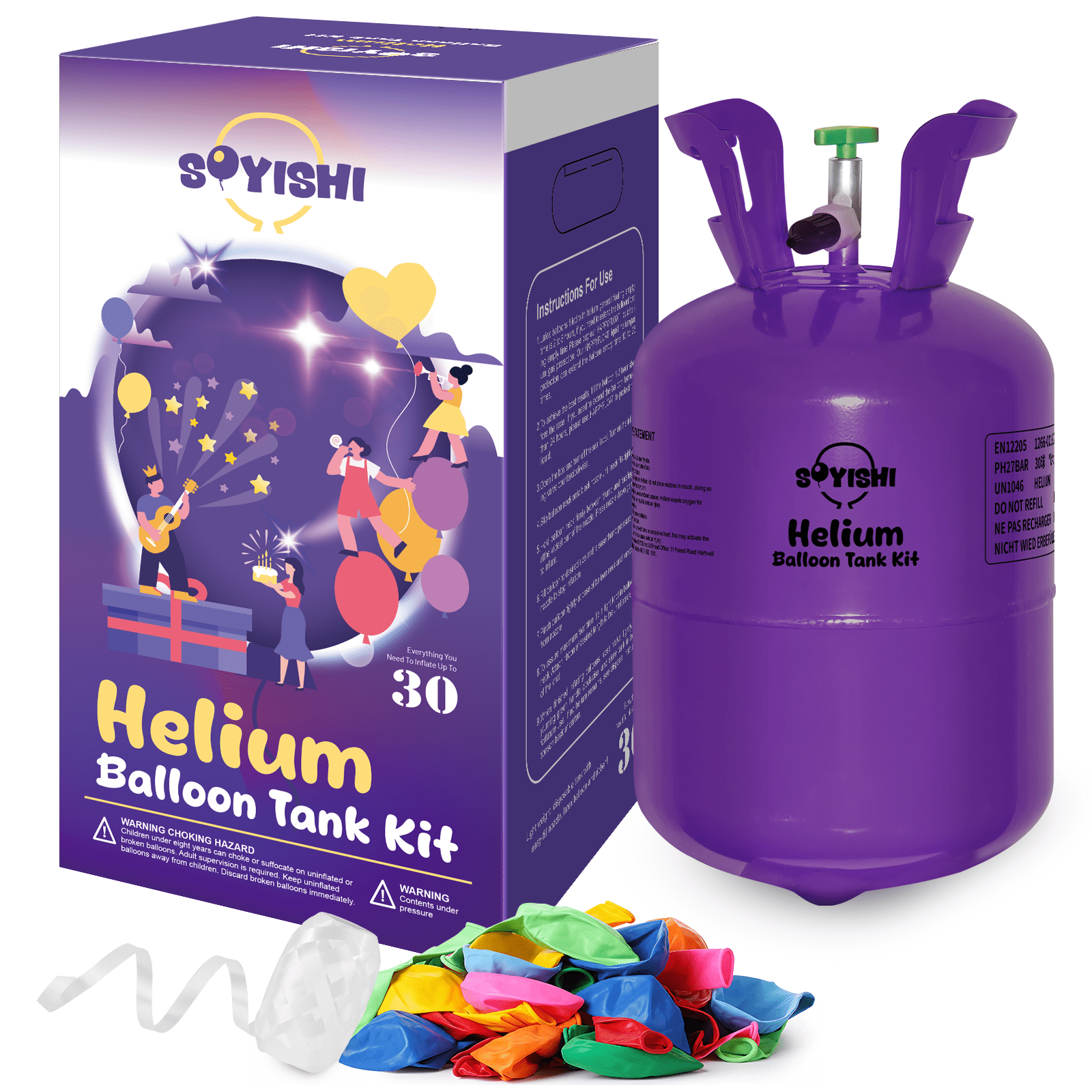 Soyishi Helium Tank for Party Balloons (Up to 30 Balloons, 7L) lklcr