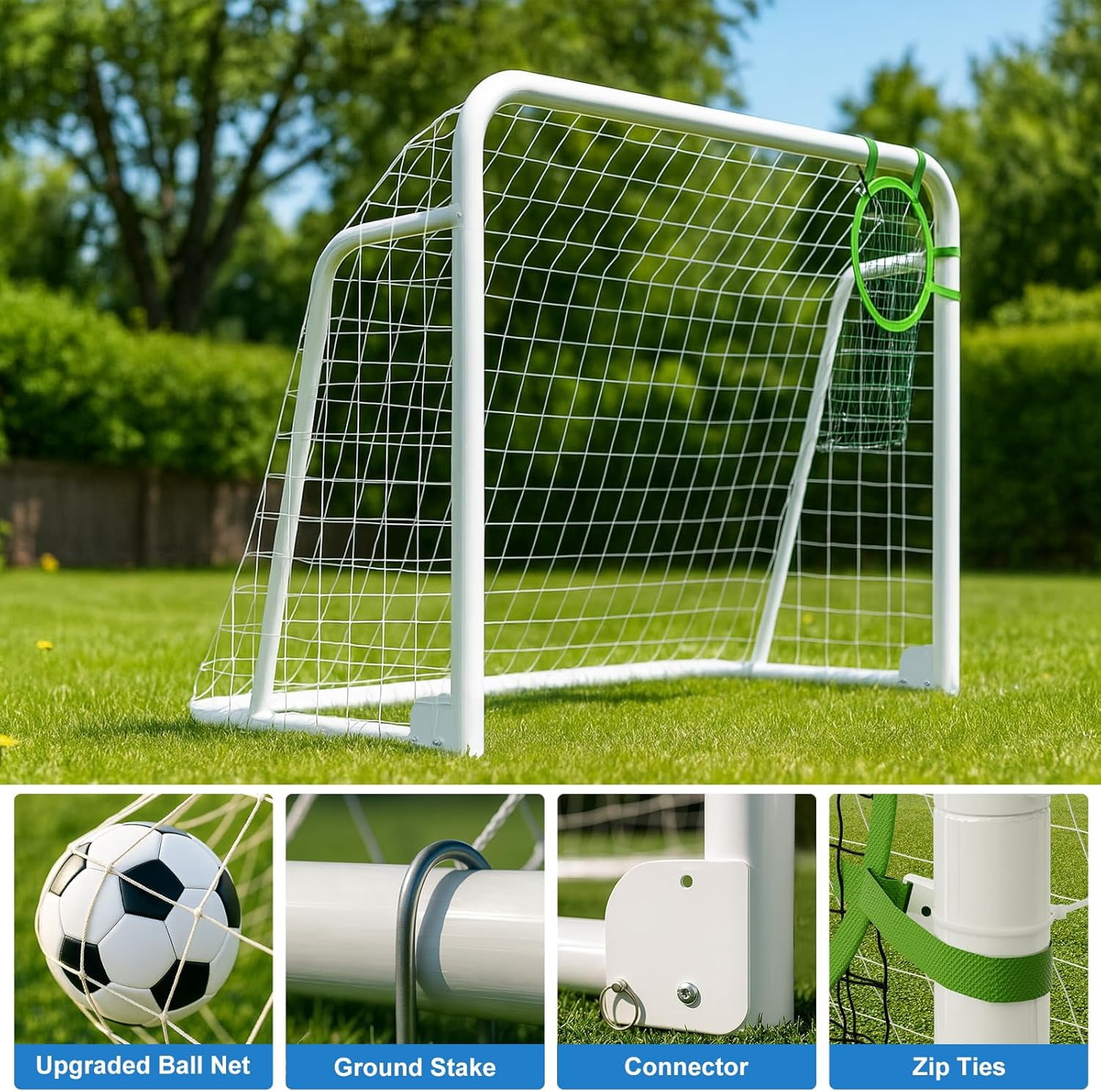 Slsy Foldable Soccer Goal for Backyard Training (Silver, 12x6 ft) p0sm4