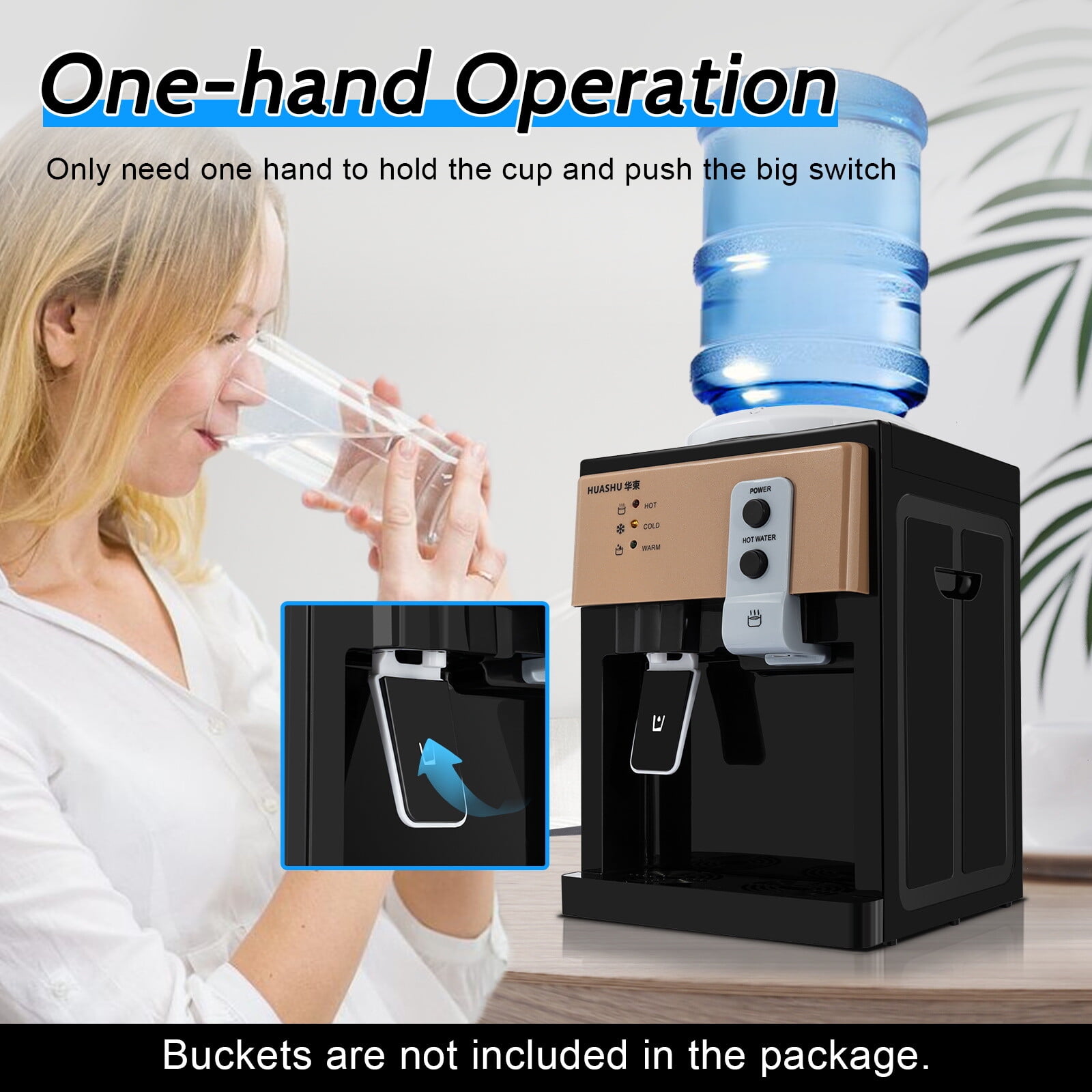 Generic Top Loading Countertop Water Dispenser with Hot and Cold Temperature Settings (Black, 1.2 to 5 Gallon Capacity) kk2rt