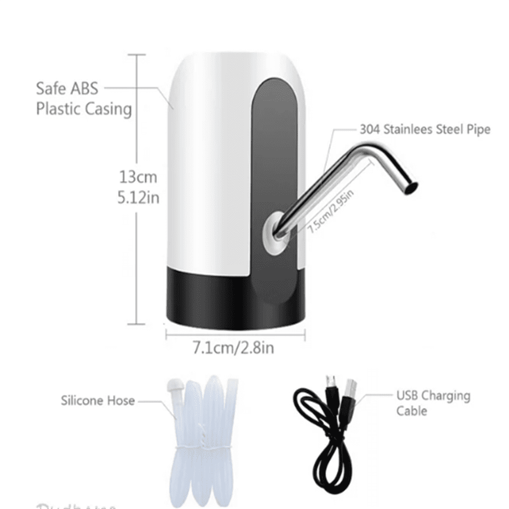 HOMUHOMU Electric Water Dispenser Pump, USB Rechargeable Universal Fit for 2 to 5 Gallon Jugs (Black) m442e