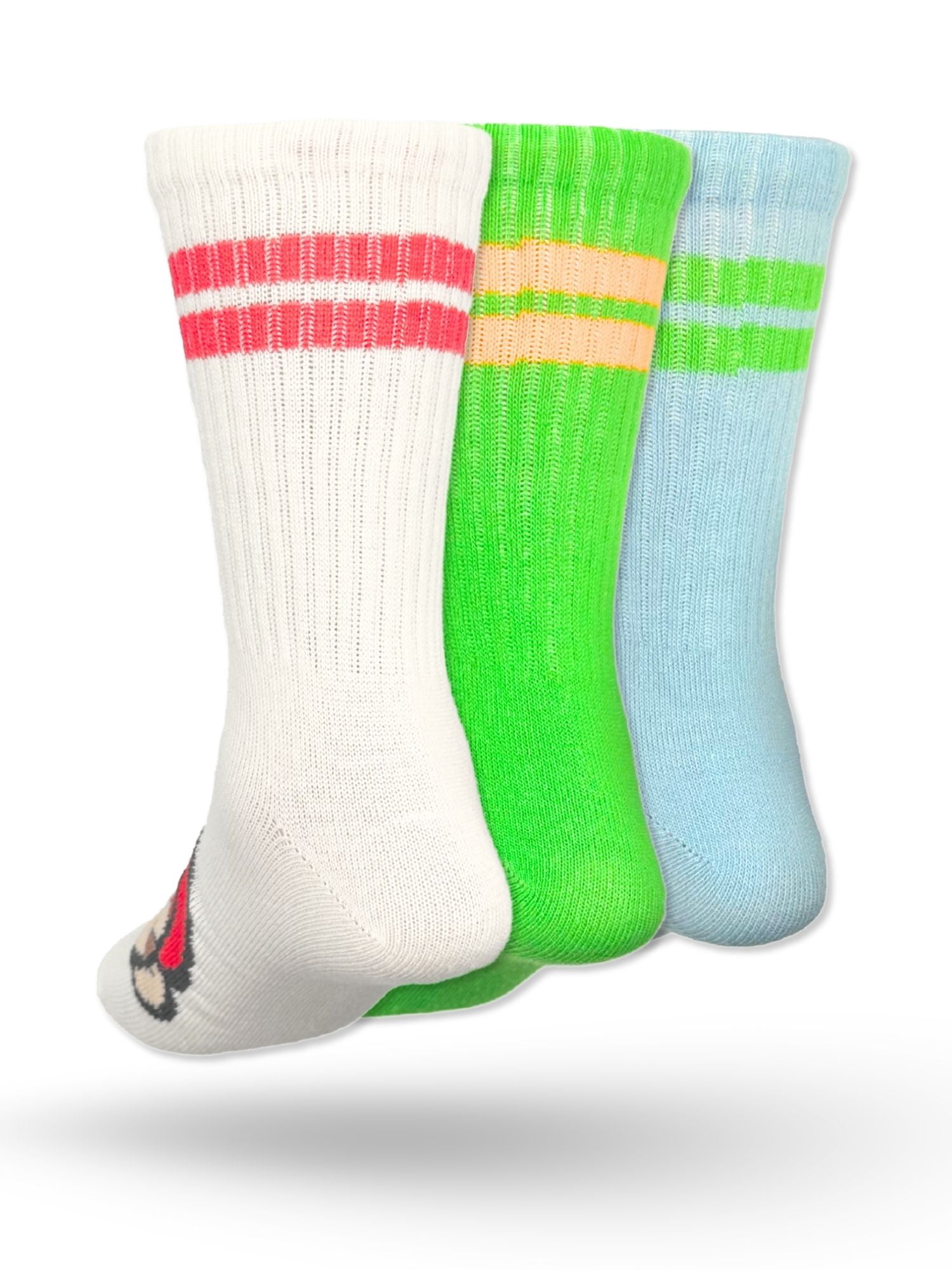 Super Mario Boys Mid-Crew Socks, Comfortable Athletic Footwear (Multi-Color, 3-Pack) jkf81