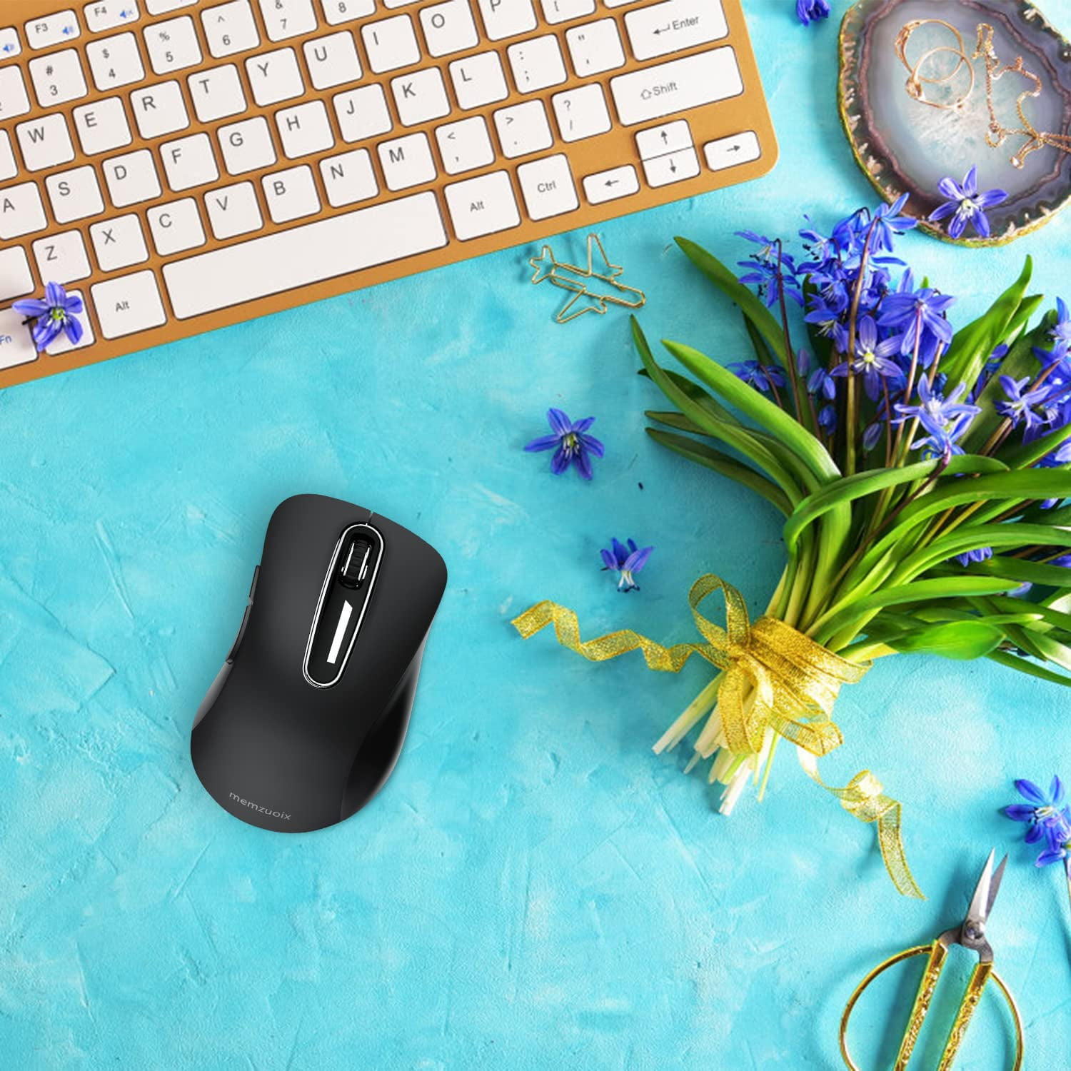 Memzuoix Wireless Mouse for Laptop, 5-Button Ergonomic Optical Computer Mouse with USB Receiver (Black, 1400 DPI) zmusf