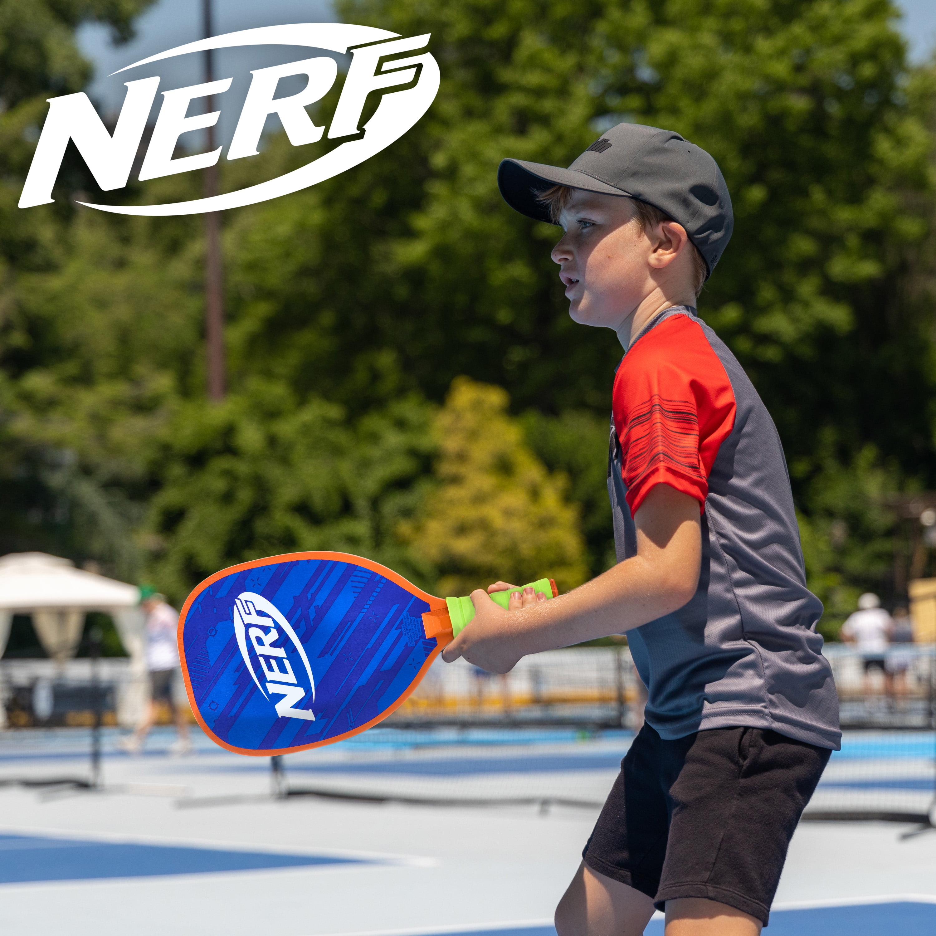Nerf 2 Player Pickleball Paddle Set with Mesh Carry Bag (Blue/Green, 4-Piece Set) g9it1