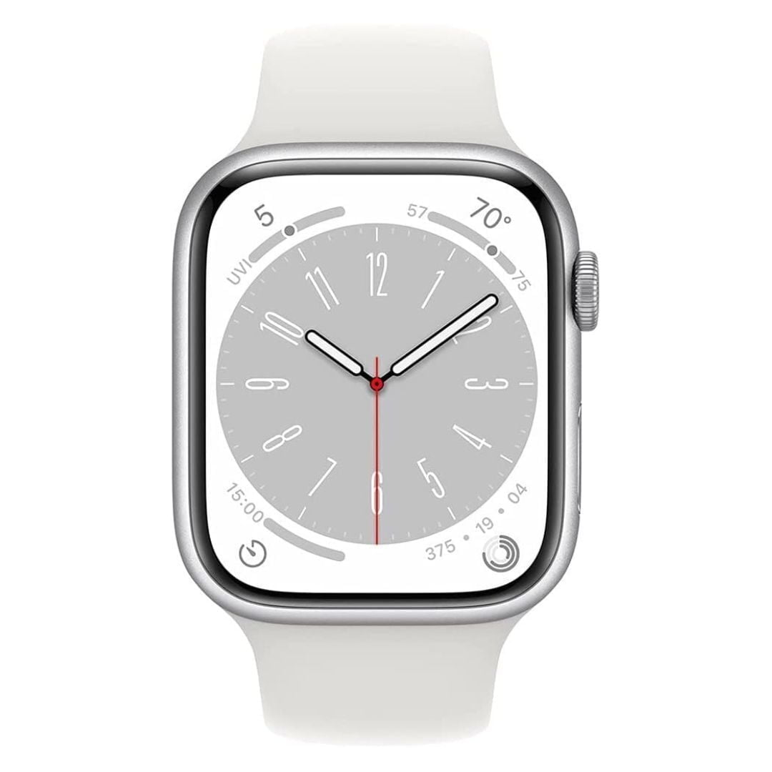 Apple Watch Series 8 GPS Smartwatch (Silver Aluminum, White Sport Band, 41mm) gotc8