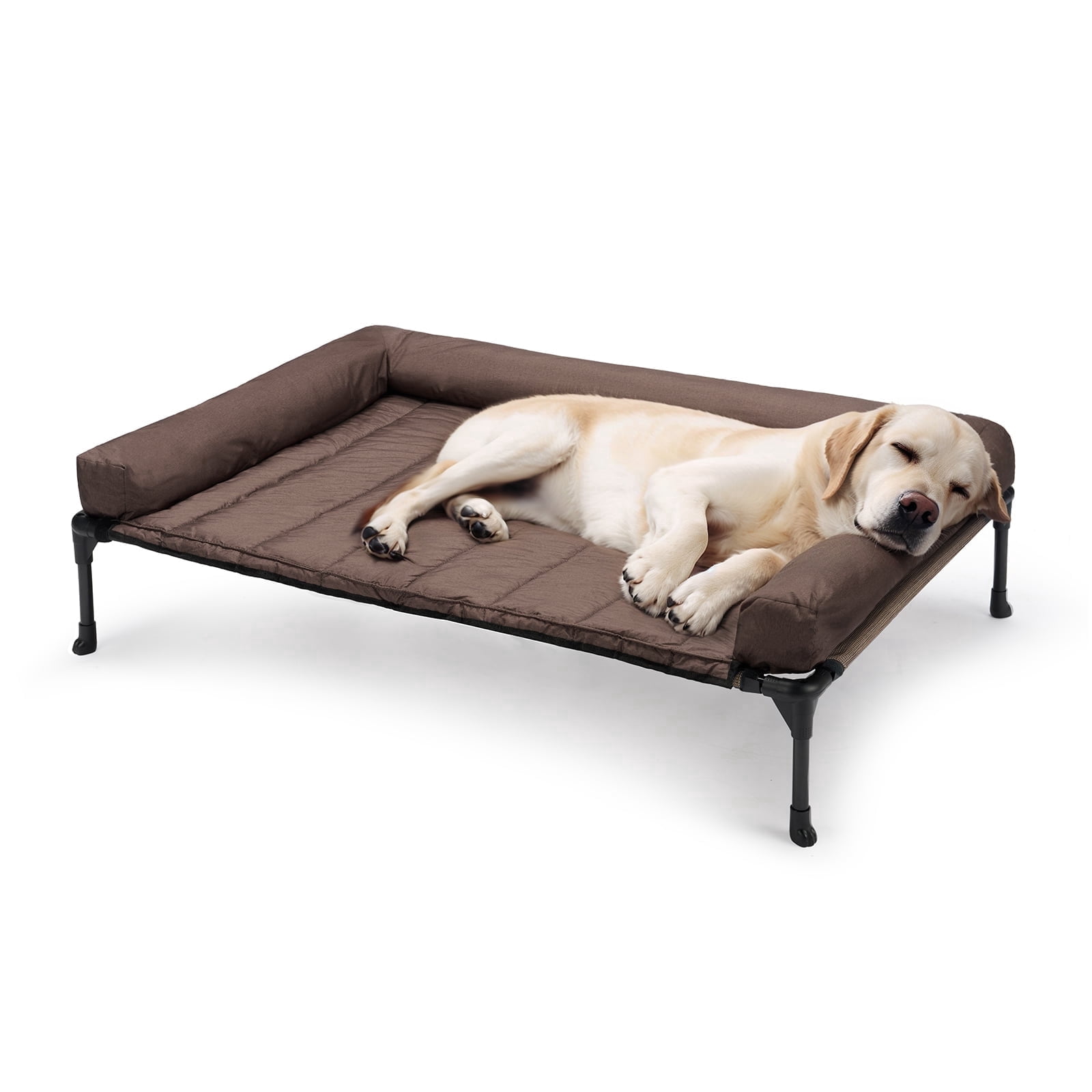 Veehoo Elevated Cooling Dog Bed with Waterproof Removable Pillow-Top Mat (Brown, Large) sypys