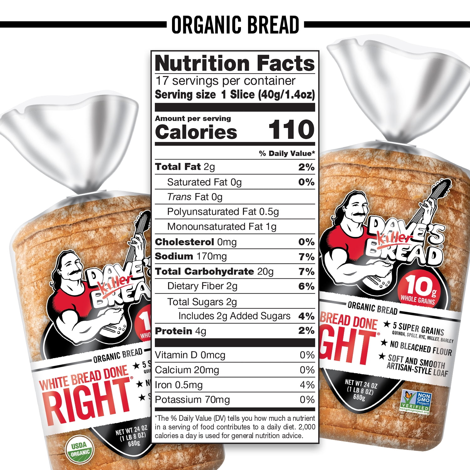 Dave's Killer Bread White Bread Done Right Organic Sliced Bread (White, 24 oz) wm2ew