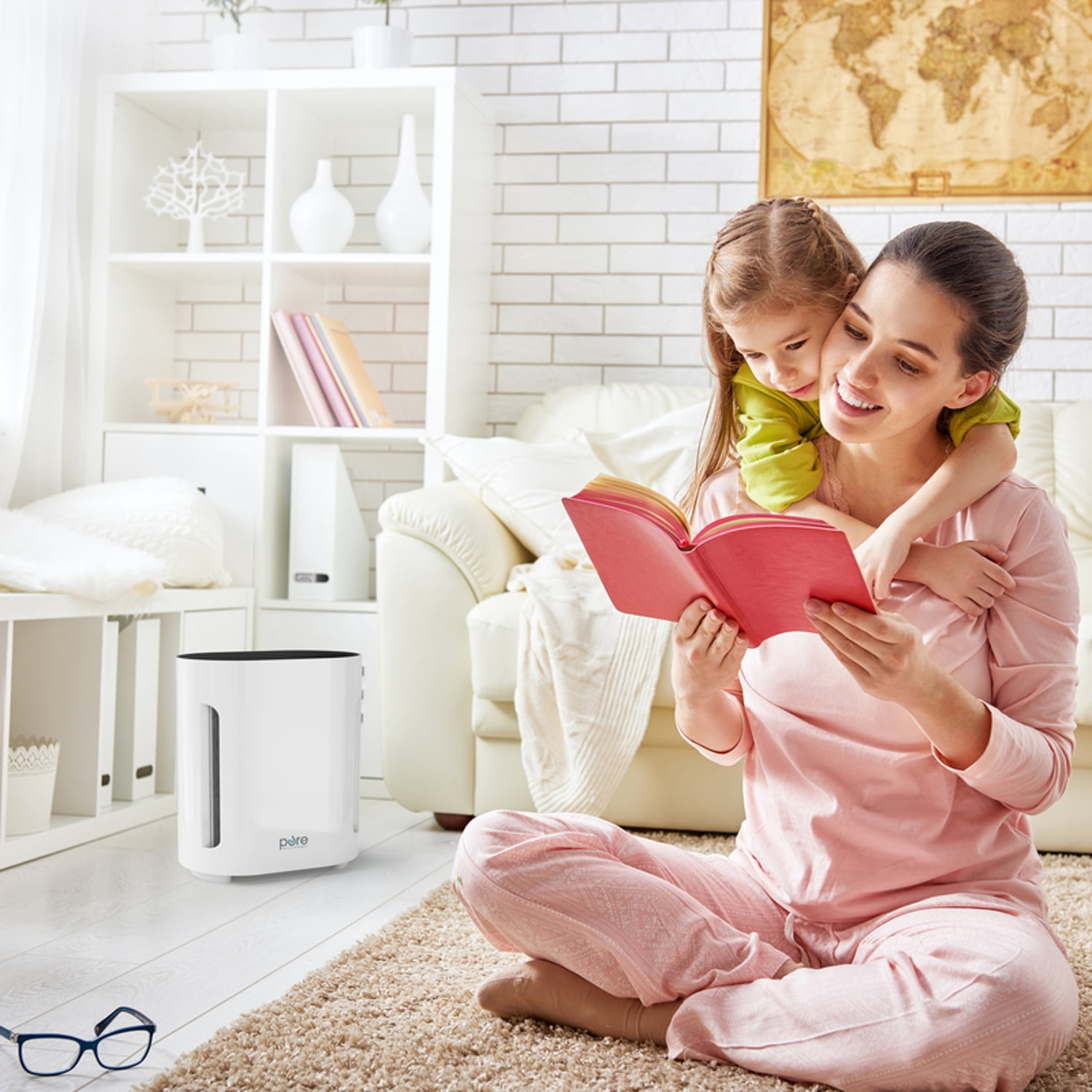 Pure Enrichment HEPA Air Purifier with UV-C Light Sanitizer (White, 200 sq ft) cyudw