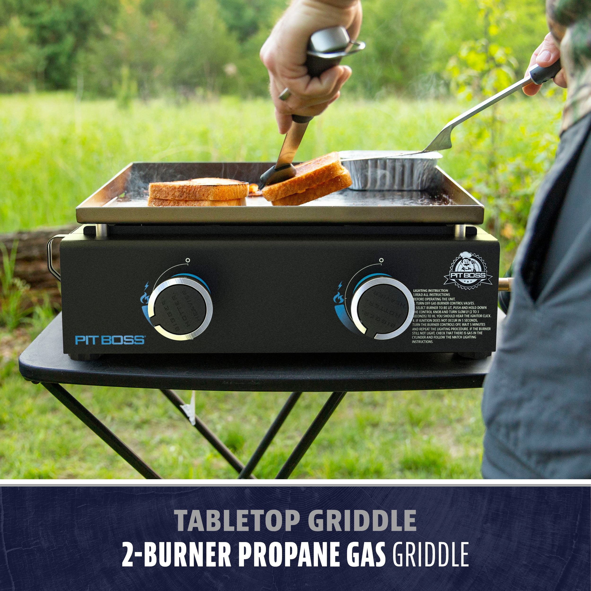 Pit Boss 2-Burner Tabletop Propane Gas Griddle with Cover (Black, 265 sq in) titcz