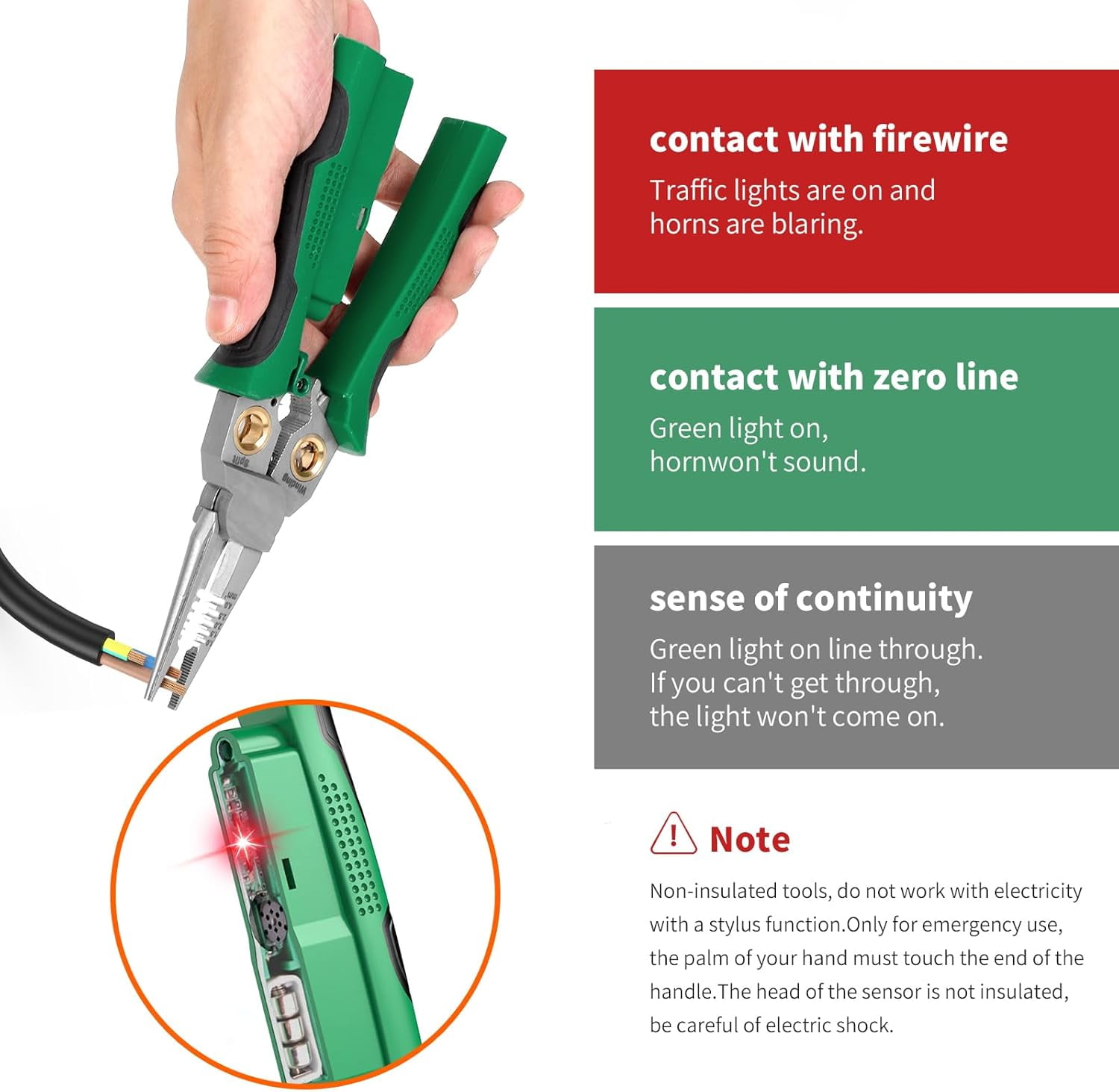 BrixVibe 8-in-1 Wire Stripper and Voltage Tester Multi-Tool (Green, 18-10 AWG) f158h
