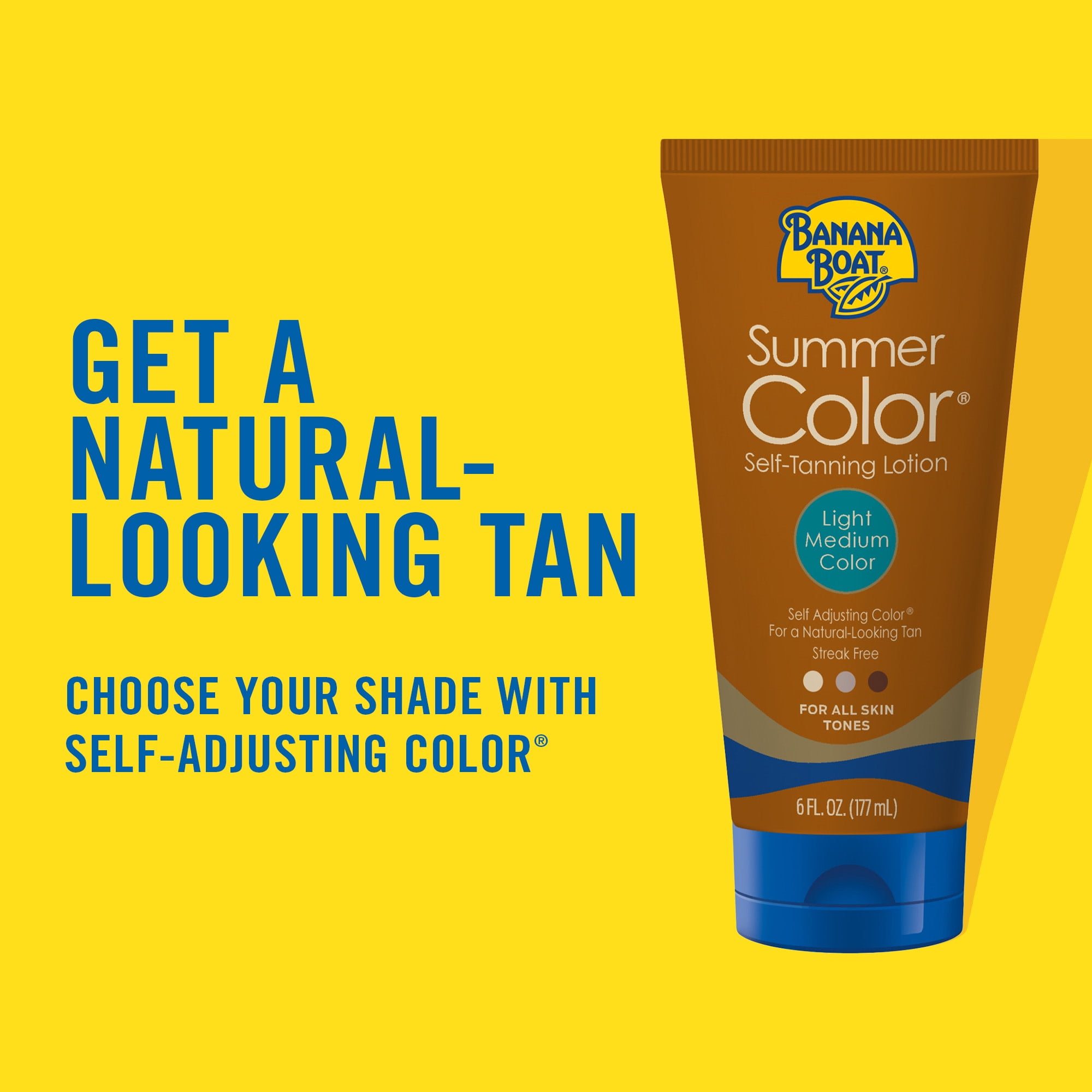 Banana Boat Summer Color Self Tanning Lotion, Streak-Free Natural Glow (Light Medium, 6 fl oz) m7c4q