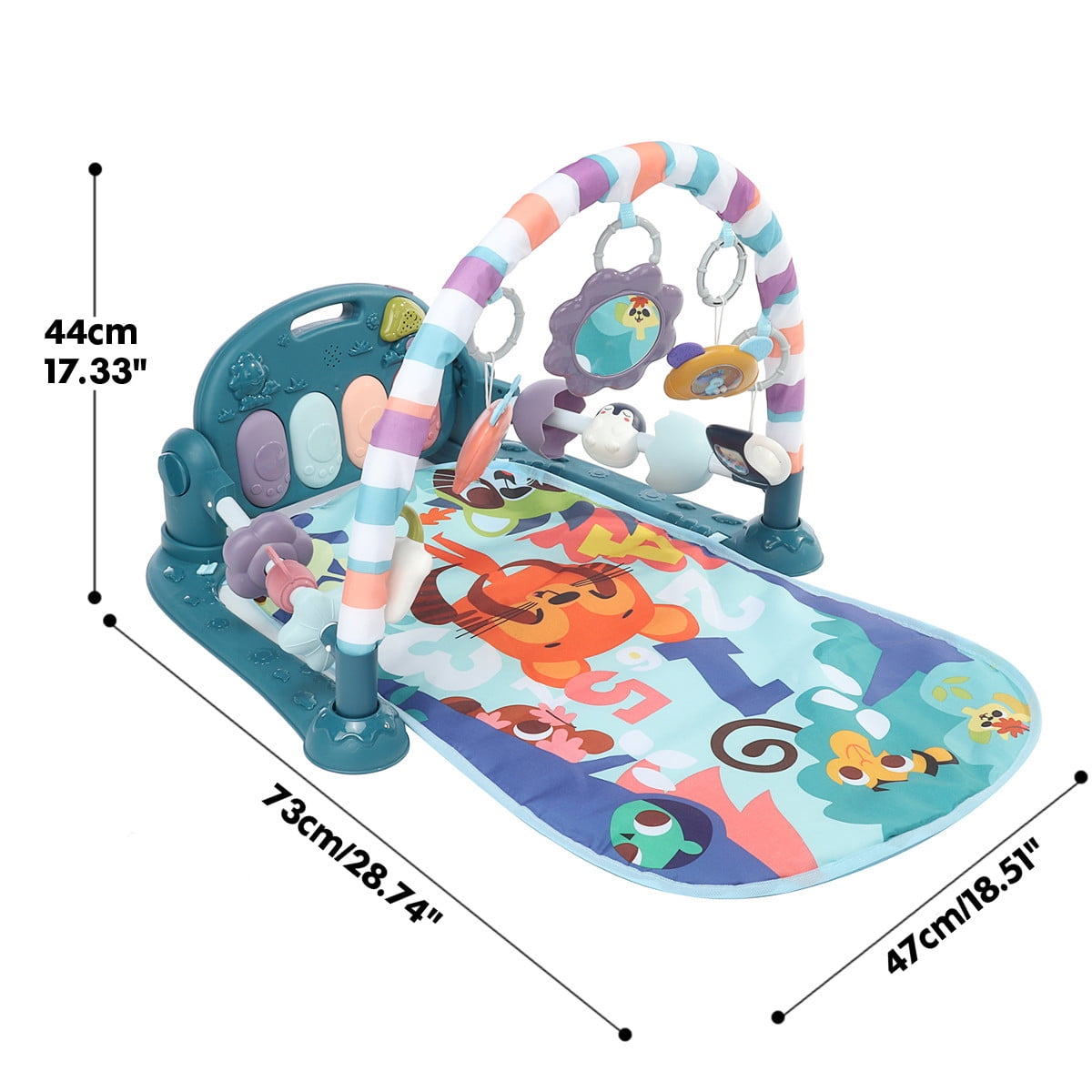 Babyeap 3-in-1 Baby Gym Play Mat with Musical Piano and Activity Center (Blue) xf61q