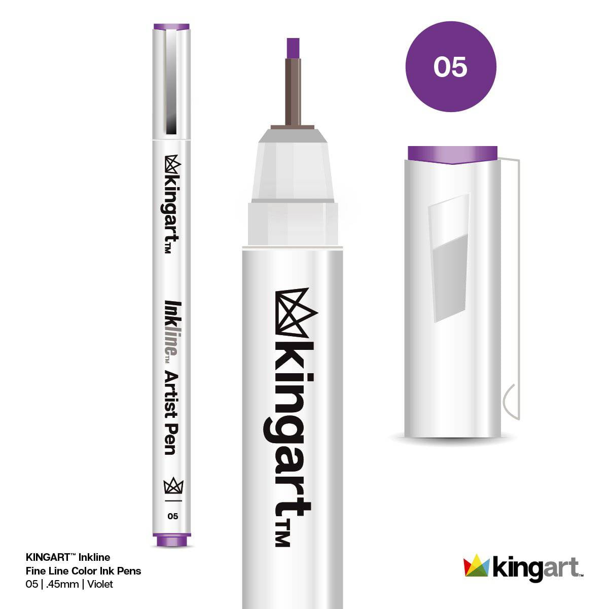 KINGART Inkline Fine Line Art Pens Set (8 Colors, 0.02 in) 8o70r