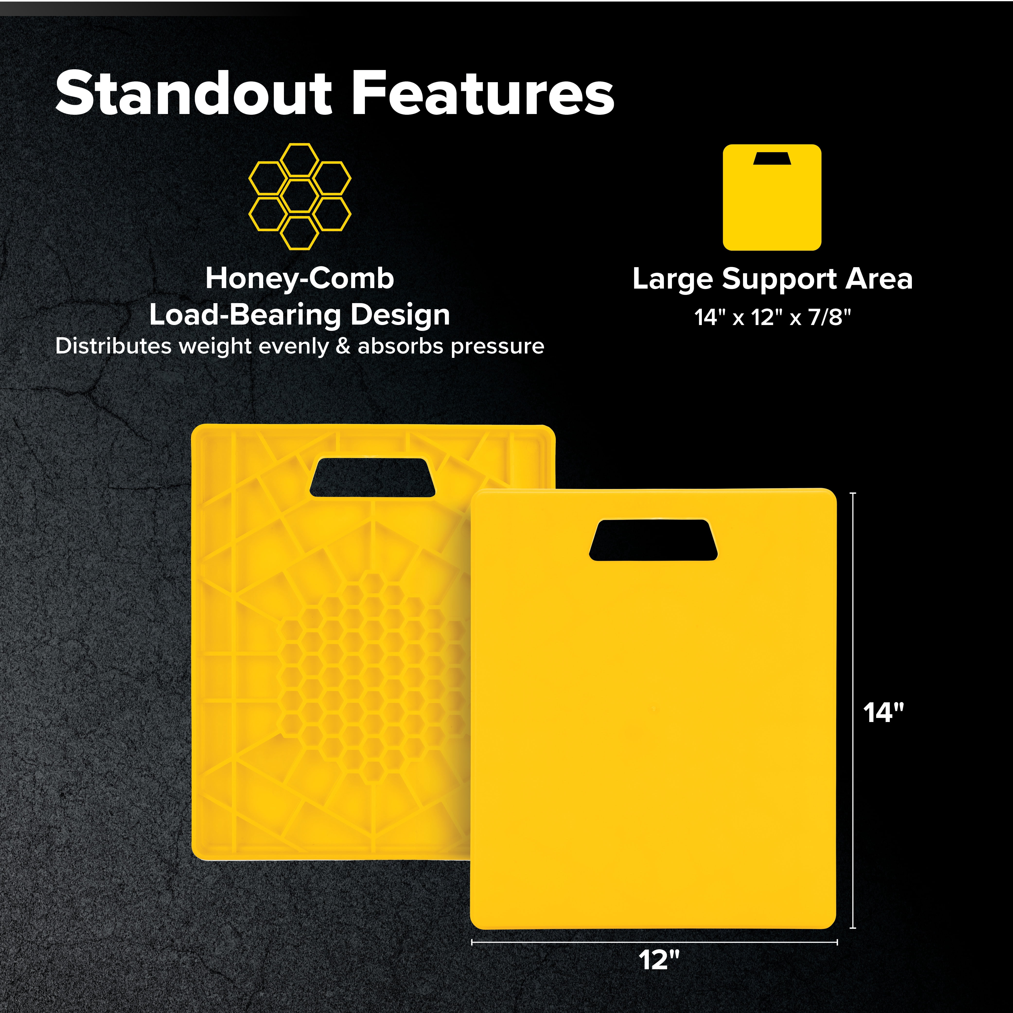 Camco Stabilizing Jack Pads for RV and Trailer Leveling (Heavy-Duty Support, Yellow, 14 in x 12 in, 2 Pack) xhtnk