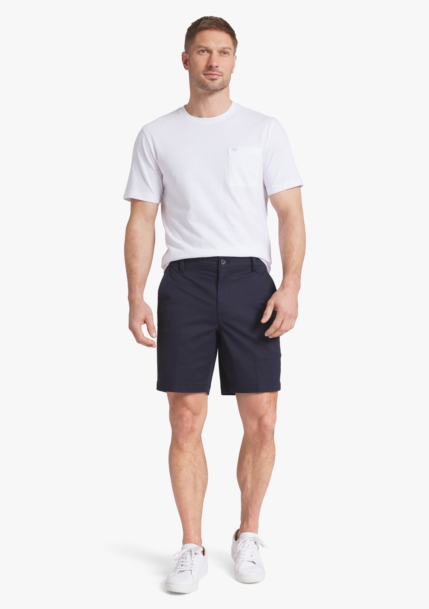 Chaps Men's Flat Front Casual Shorts (Blue, 30-42) sn8wj