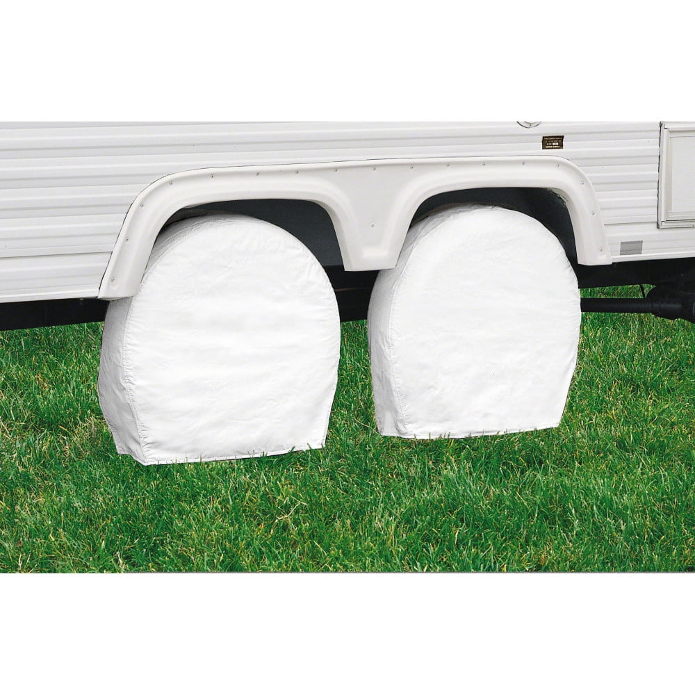 Classic Accessories Over Drive RV Wheel Covers (White, 24 in - 27 in Diameter, 8.5 in Tire Width, 2-Pack) zrjto