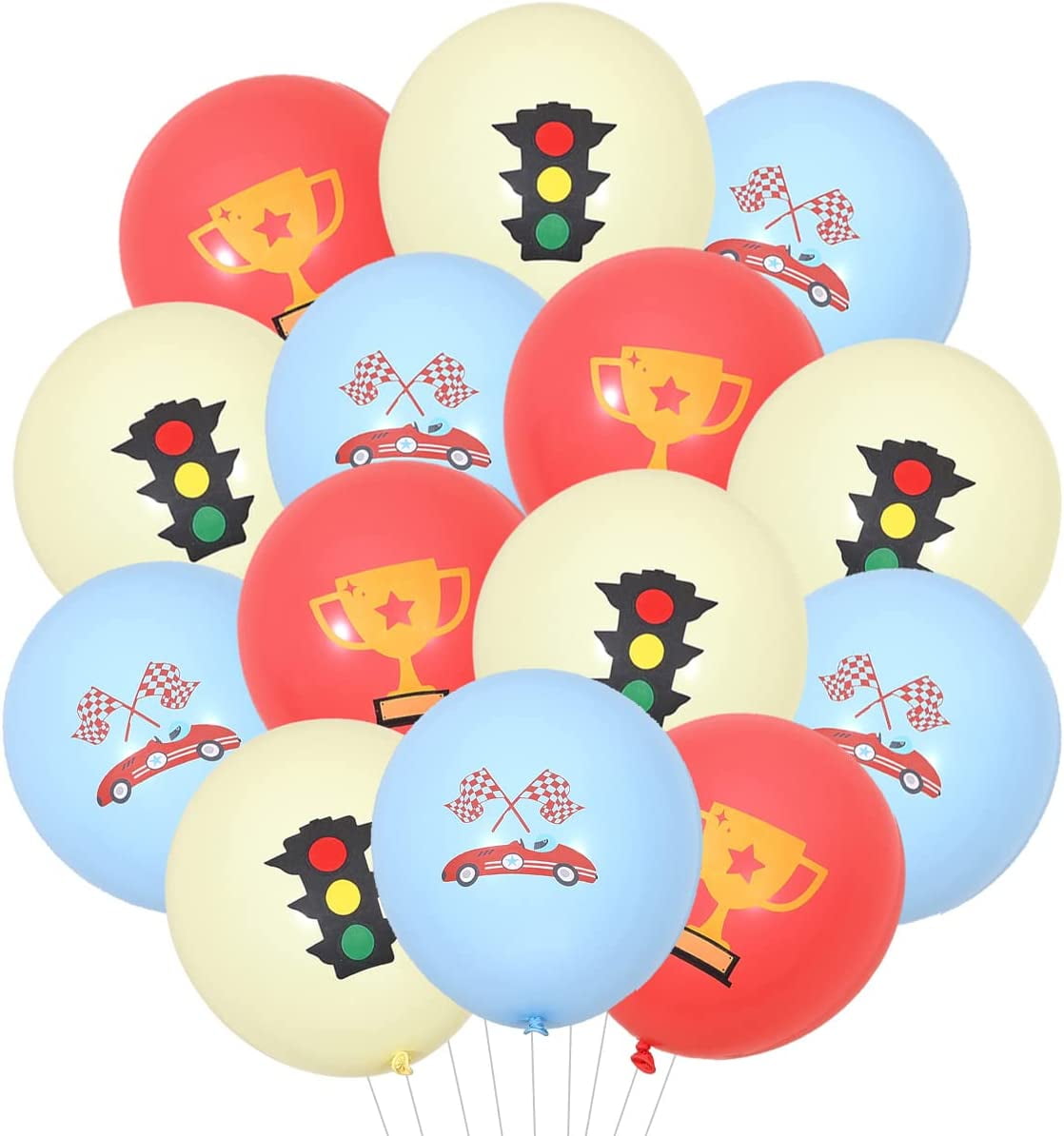 Joymemo Racing Car Balloons Set, Vintage Race Car Birthday Party Decorations (Red, 36 Pack, 12 in) oqhbx