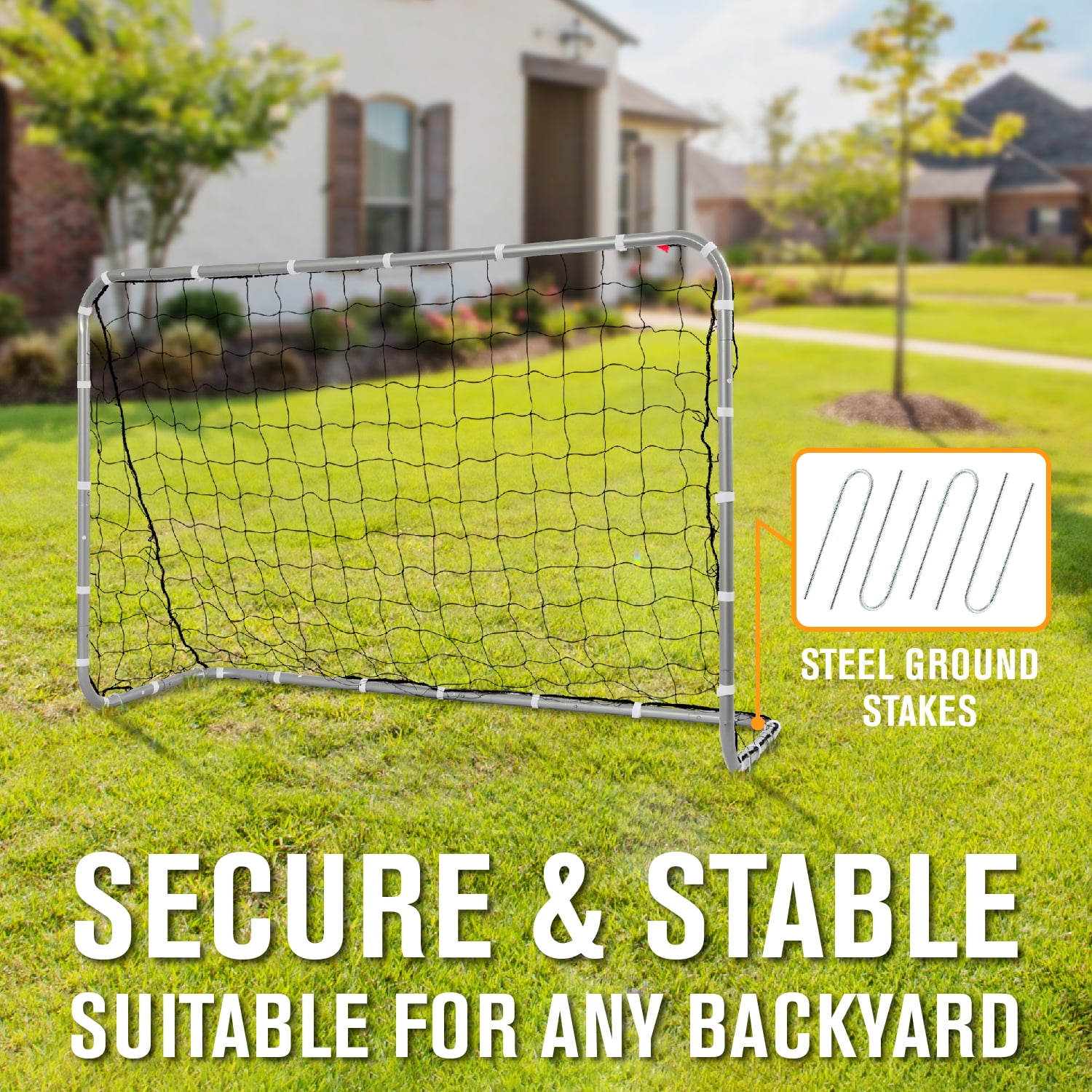 Net Playz Backyard Soccer Goal Heavy-Duty Steel Frame (Silver, 6 ft x 4 ft) yaf6a
