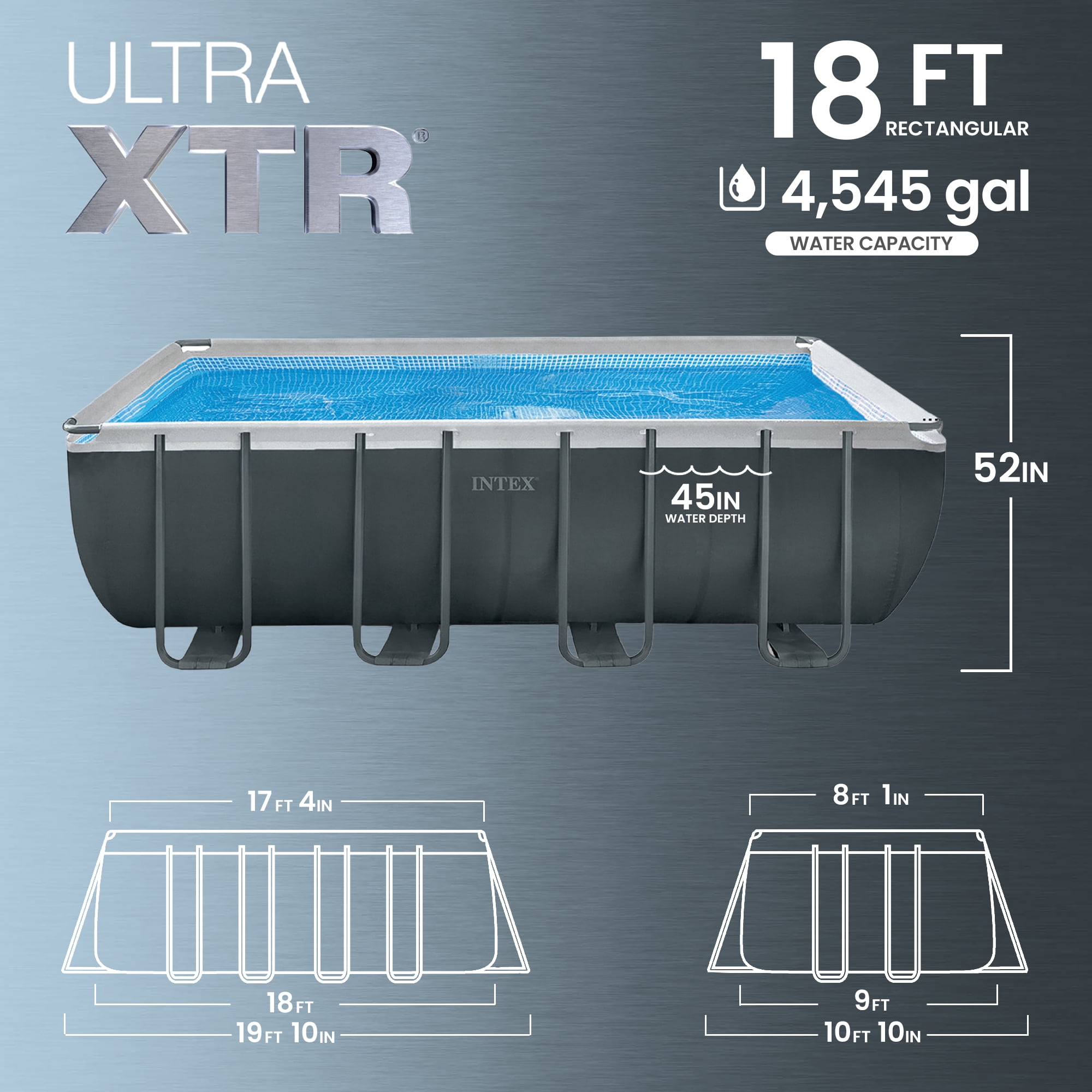 Intex Ultra XTR Above Ground Swimming Pool Set with Floating Recliners and Inflatable Cooler (18 ft x 9 ft x 52 in) 82fut