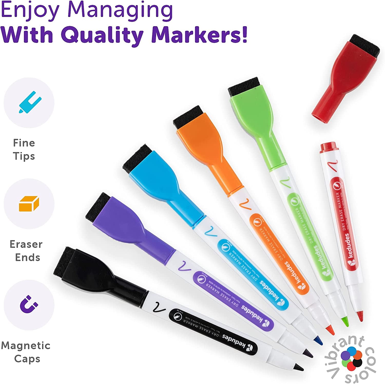 KEDUDES Magnetic Dry Erase Whiteboard Set with Colored Markers and Eraser Caps (White, 10 in x 10 in) 9zqhp