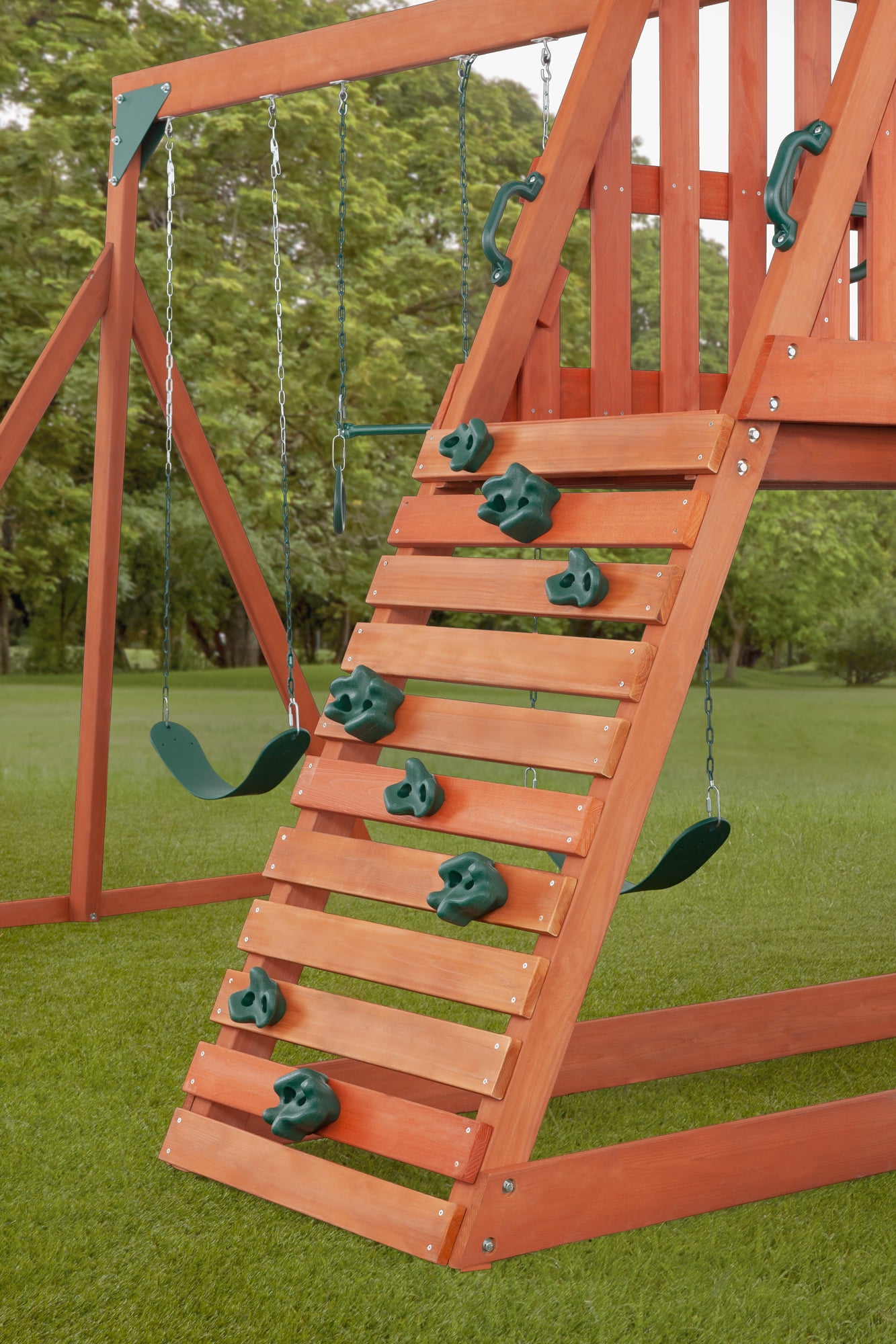 Creative Cedar Designs Cedar Chalet Wooden Swingset (Brown, Residential Outdoor Playset) 8zoi2
