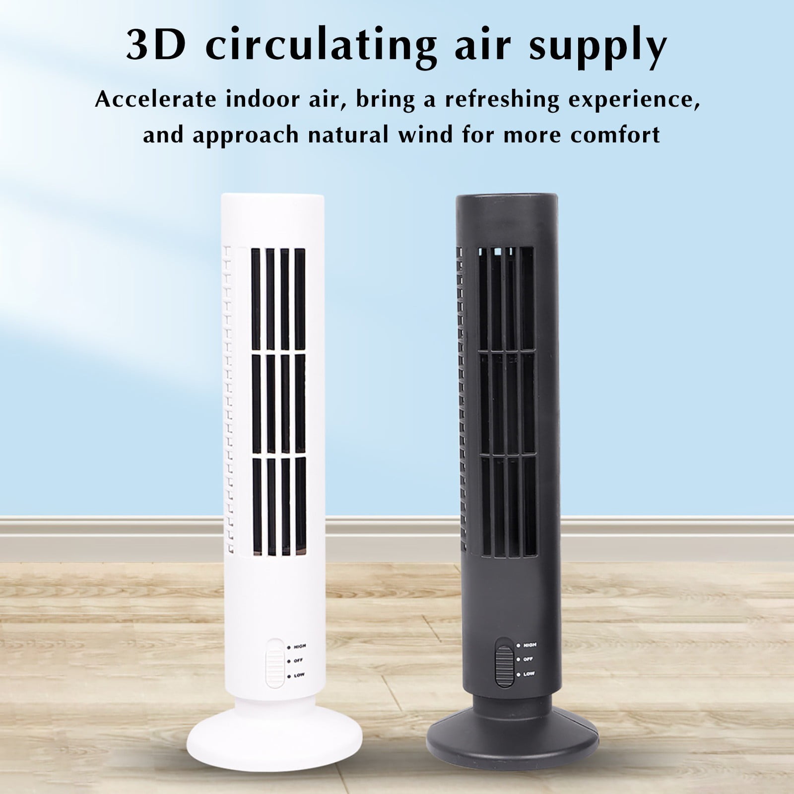PALIFEUR Small Tower Fan, Portable Oscillating Desk Fan for Bedroom and Office (Black, 4.1 in x 13 in) q2fr1