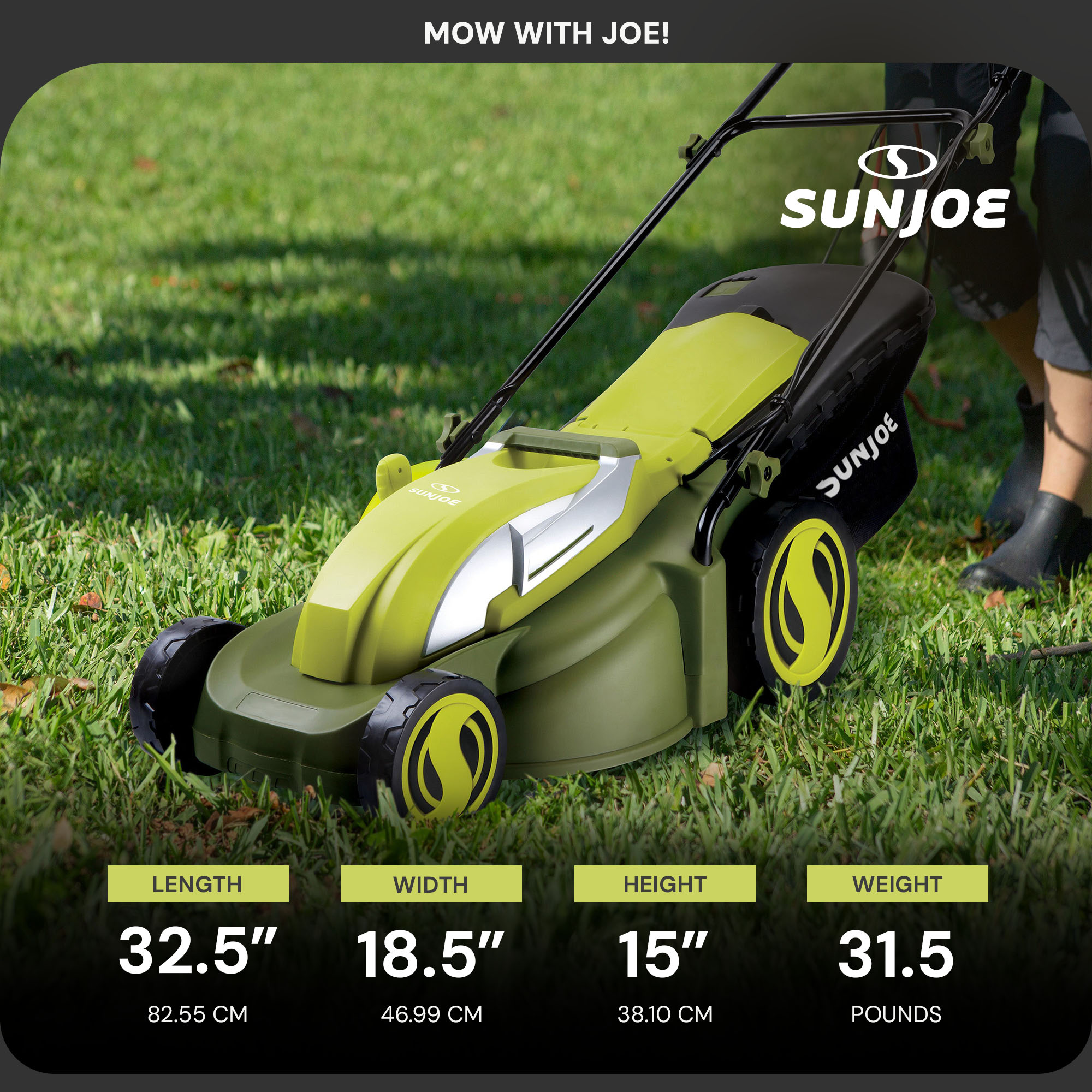 Sun Joe Electric Walk Behind Lawn Mower and Mulcher (Green, 17 in) ue9yu