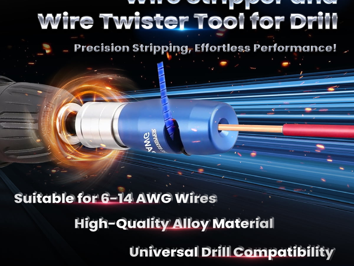 Qcwqmyl Wire Stripper and Twister Tool for Drill (Black, 33-Piece Set) zssxn