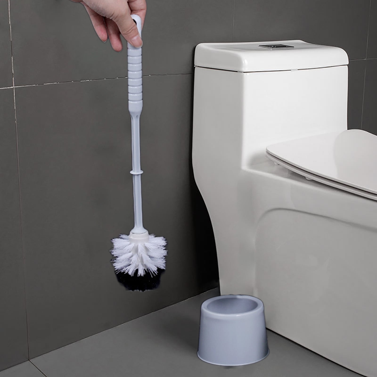 BingTong Toilet Bowl Brush and Holder Set (Gray, 15 in) lmcfu
