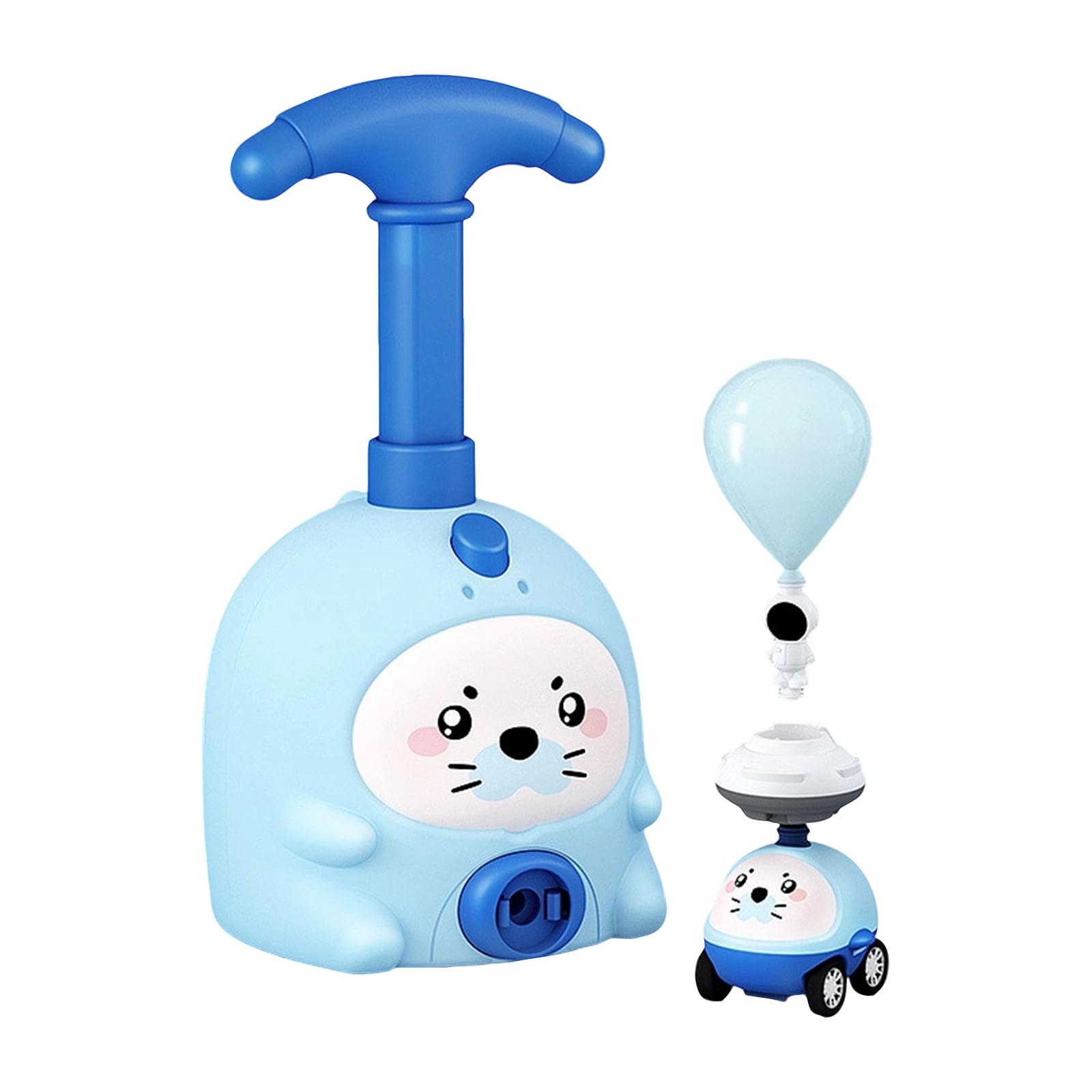 TrdSipl Animal Air Powered Balloon Car Toy Set with Manual Pump Launcher (Blue, 1 Pump, 1 Car, 6 Balloons, 1 Flying Set) w6lfl