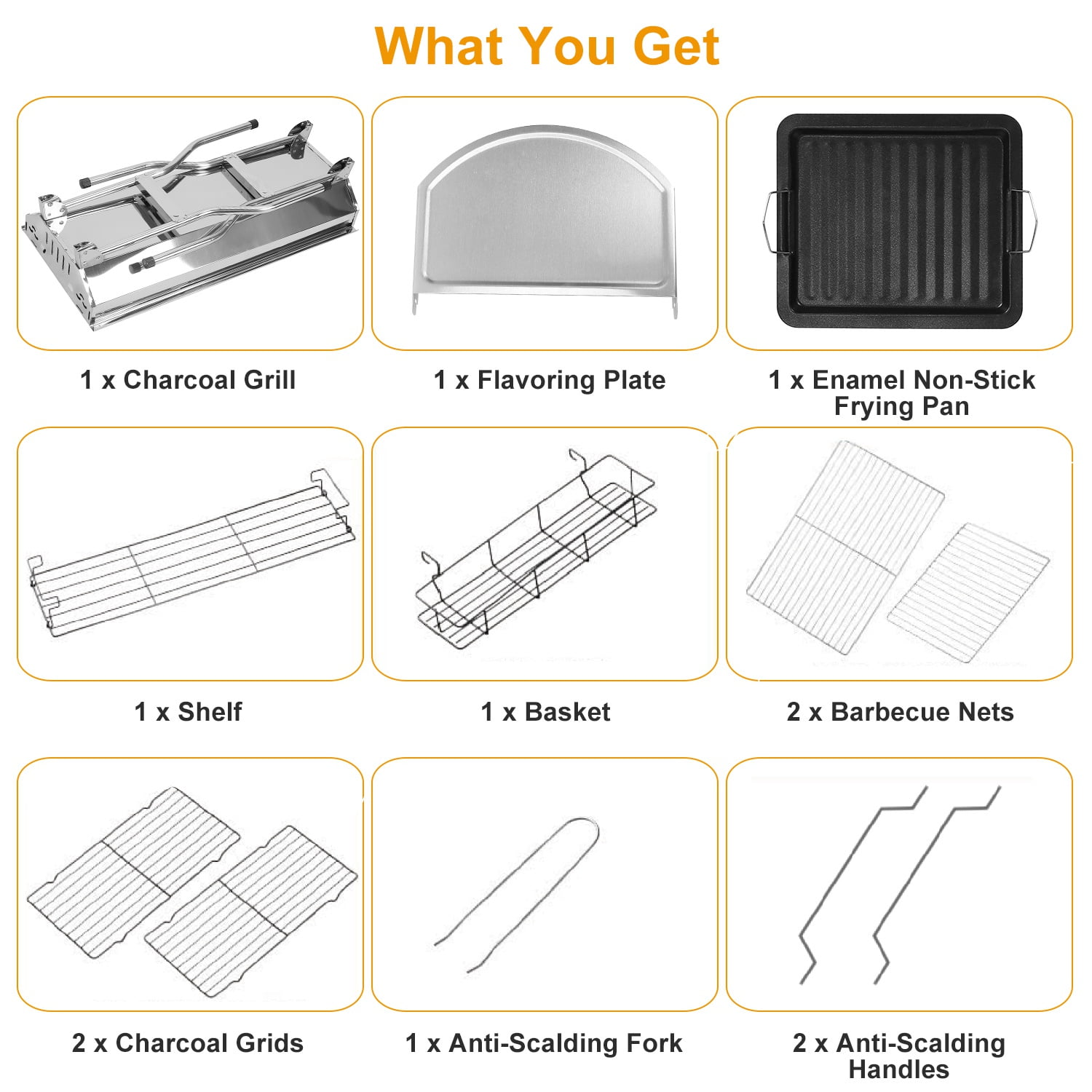 Generic Portable Foldable Charcoal BBQ Grill Stainless Steel Outdoor Cooking Station (Silver, 39 in) svwow