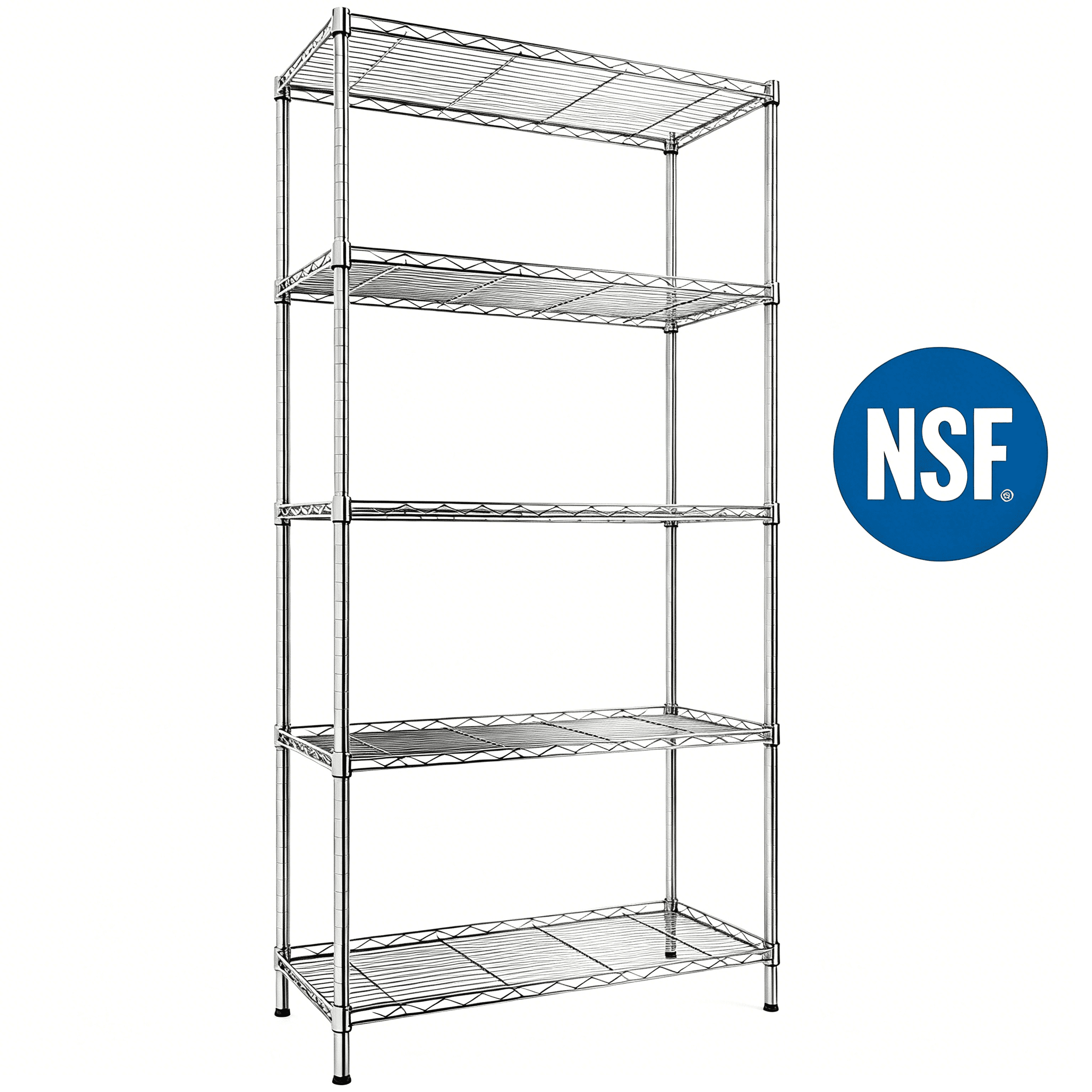 Ktaxon 5-Tier Heavy-Duty Wire Shelving Unit, Adjustable Steel Storage Rack for Garage and Kitchen (Silver, 29.13 in W x 13.39 in D x 59.06 in H) 9h852