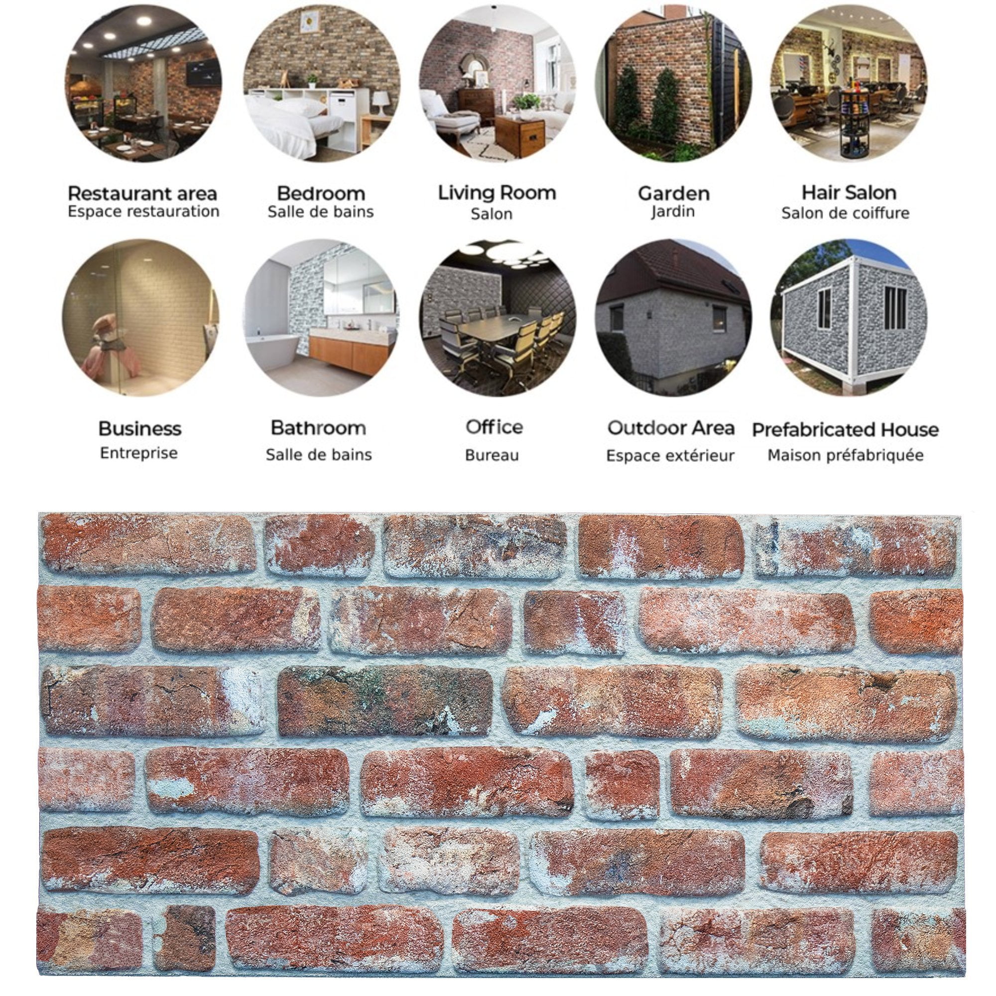 Dundee Deco 3D Wall Panels Brick Effect (Red, 10 Pack, 53 sq ft) c9rle