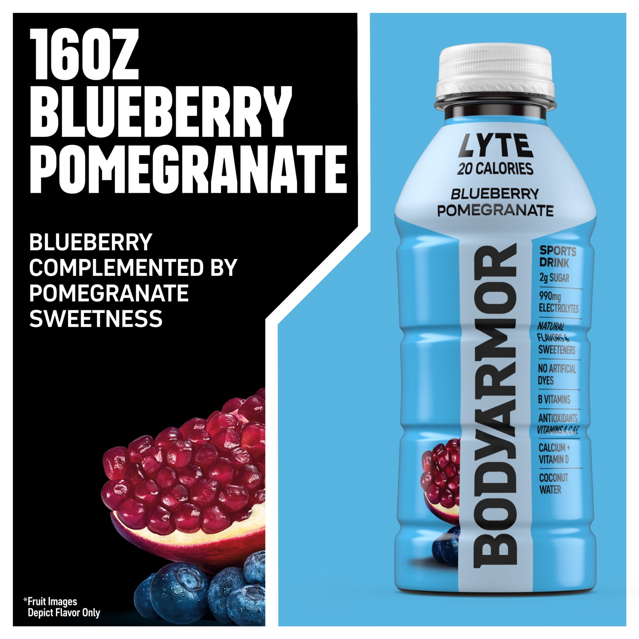 BODYARMOR Lyte Sports Drink, Blueberry Pomegranate Electrolyte Hydration (16 fl oz) f9kmj