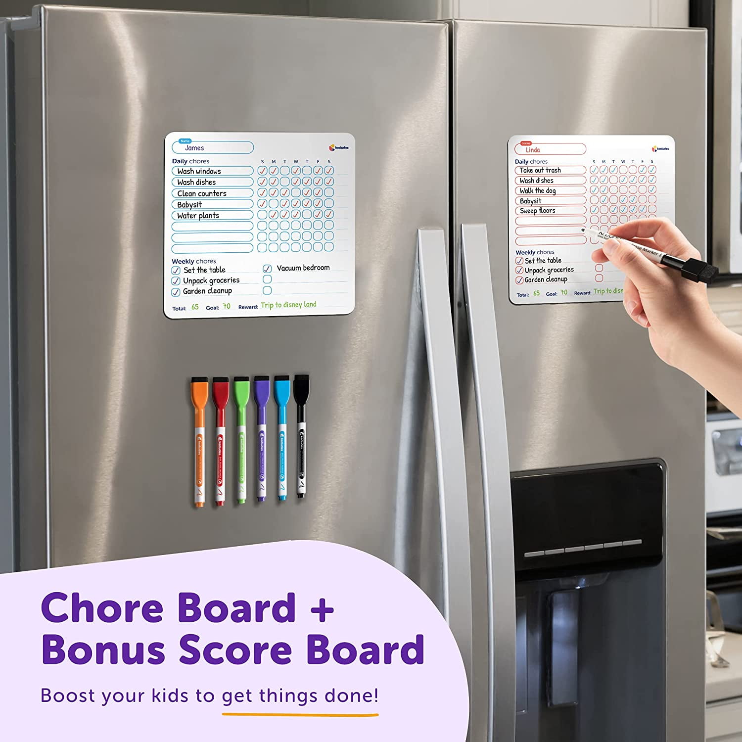 KEDUDES Magnetic Dry Erase Whiteboard Set with Colored Markers and Eraser Caps (White, 10 in x 10 in) 9zqhp