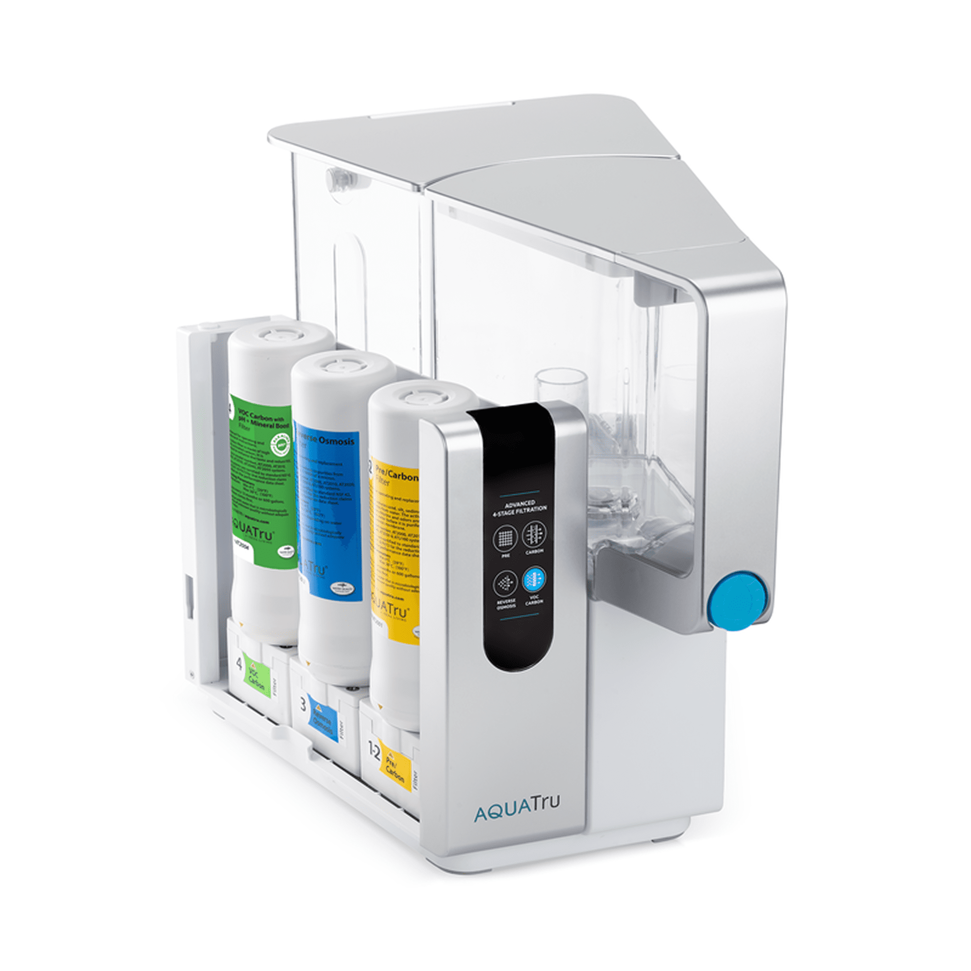 AquaTru Classic Alkaline Countertop Water Filtration System with 4-Stage Ultra Reverse Osmosis Technology (White) bix78