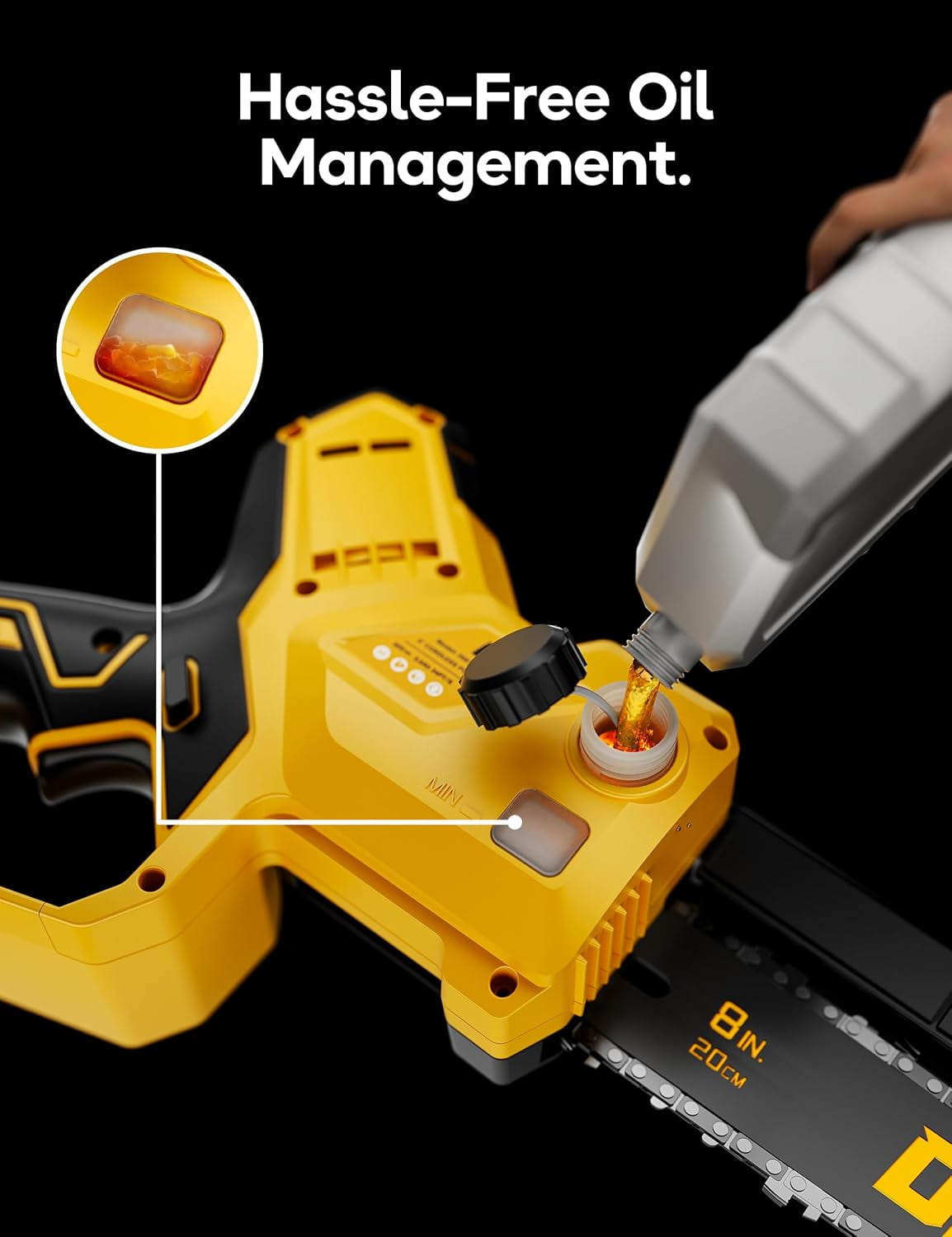 VANQUE 2-in-1 Cordless Pole Saw for DeWalt 20V Max Battery, Brushless 8 in Mini Chainsaw for Tree Trimming (Yellow, 16 ft Reach) 4gsyb