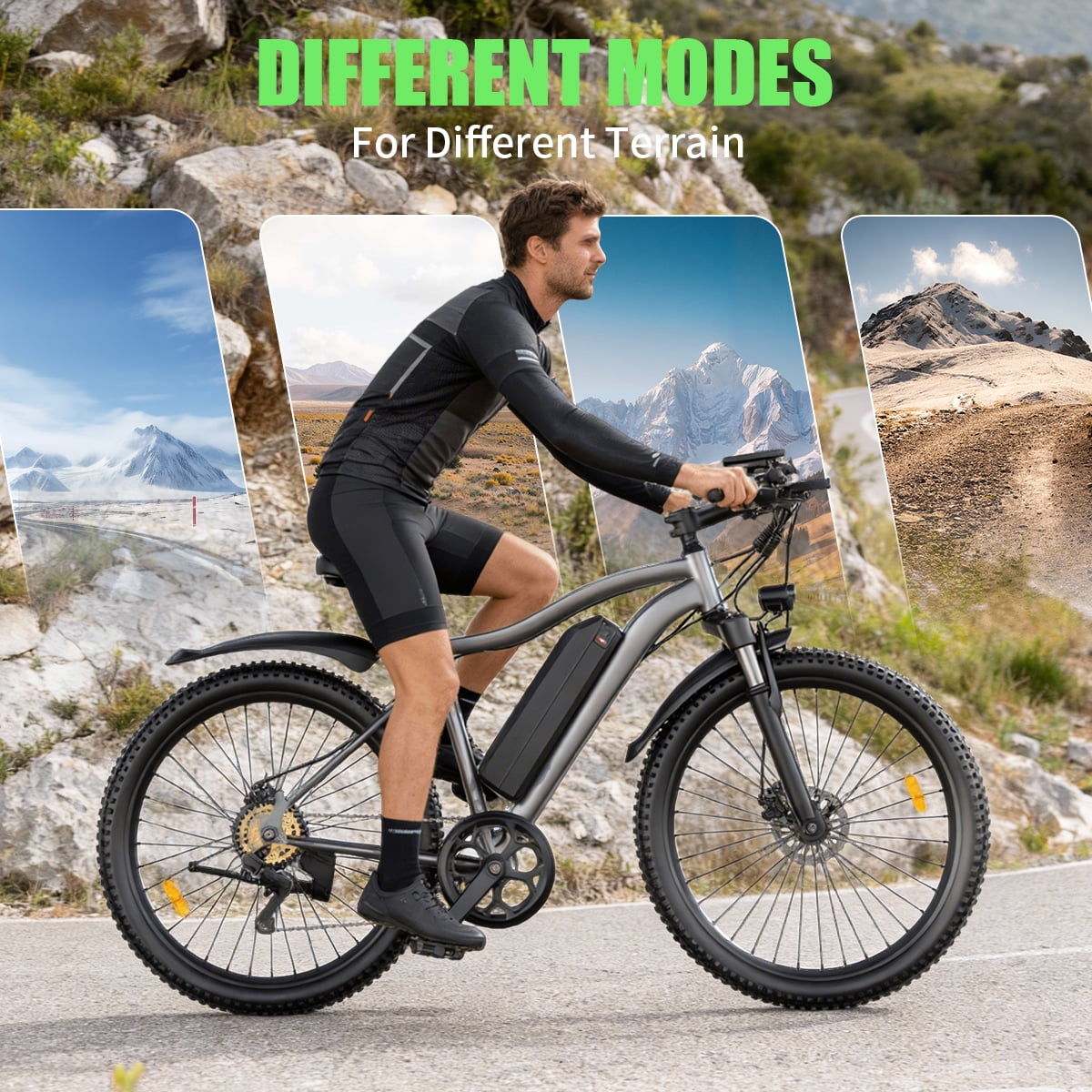 X-Koala Electric Mountain Bike for Adults, 1200W Peak Motor, 25MPH Commuter E-Bike with Removable Battery (Black, 26 in) 4y4qr