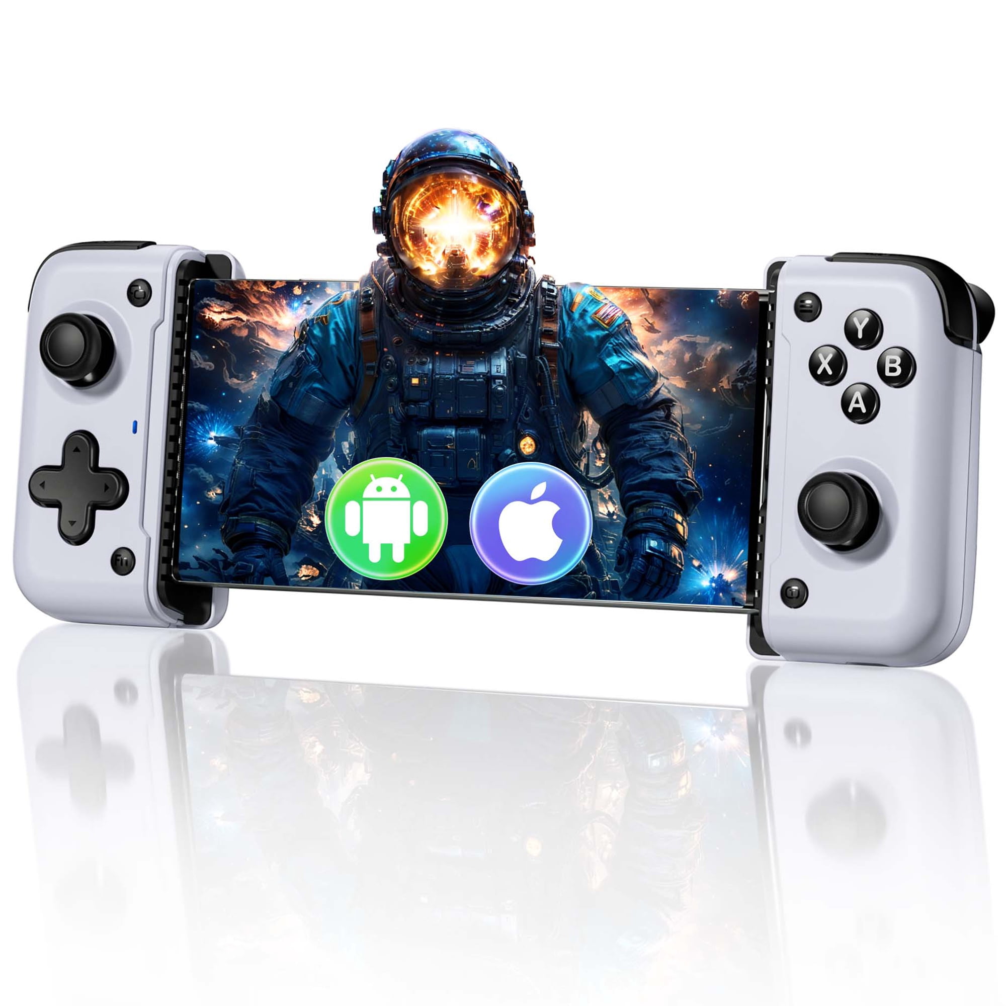 BROUJOY Mobile Gaming Controller for Android and iPhone 15/16 Series, Hall Effect Joysticks with Turbo and Vibration (White) n47az