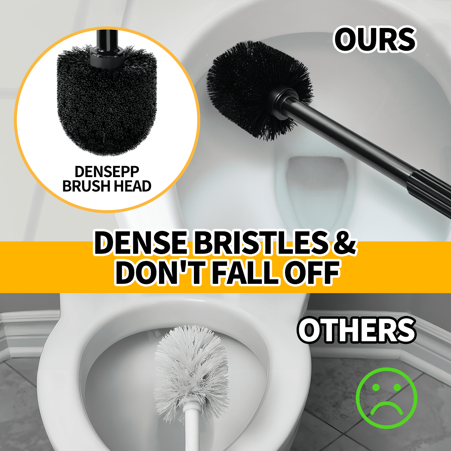 Propuri 2-in-1 Toilet Plunger and Brush Set with Extended Handle (Black, 1-Pack) etlao