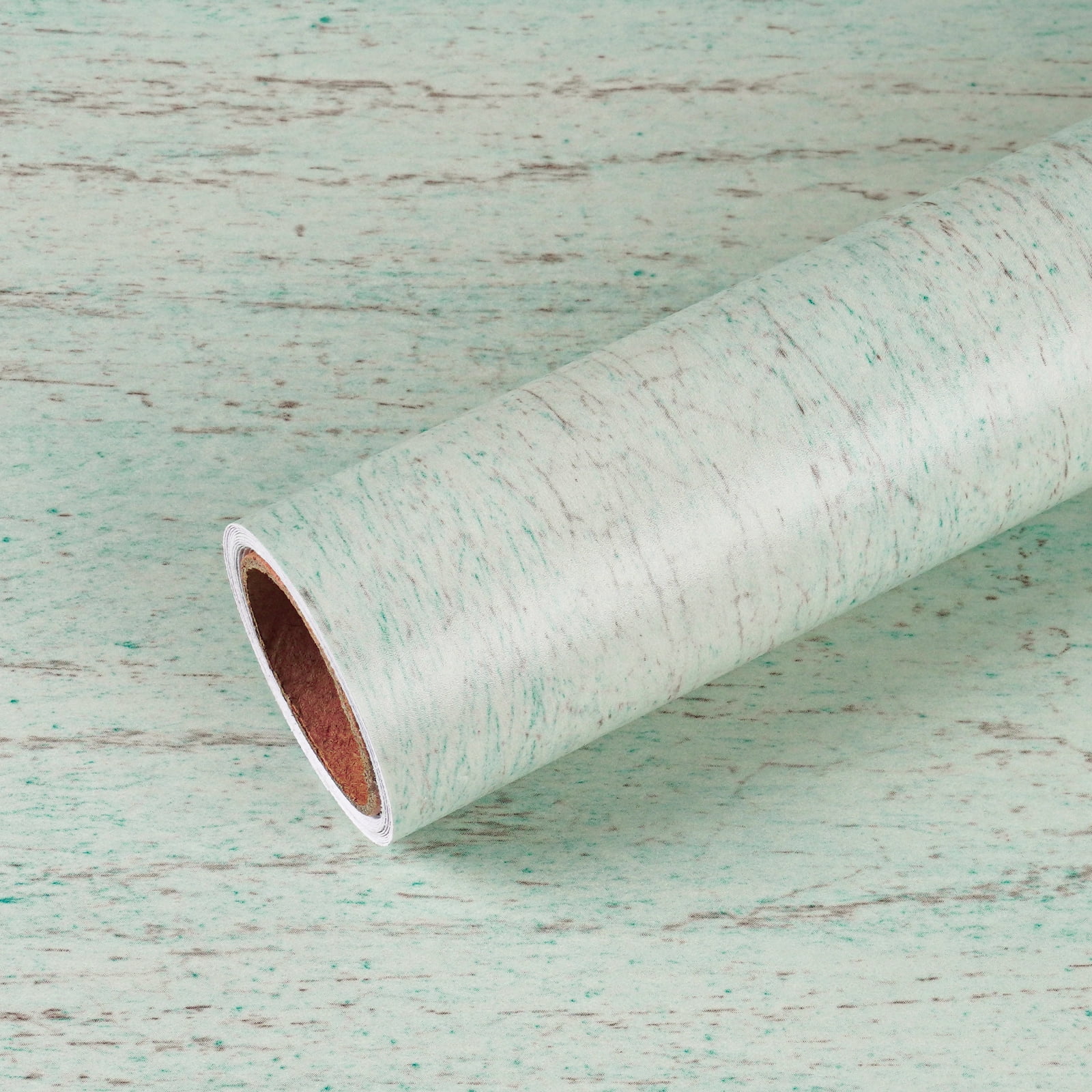 VEELIKE Aqua Wood Peel and Stick Wallpaper, Removable Adhesive Contact Paper for Furniture and Countertops (Green, 15.7 in x 118 in) 0j01c
