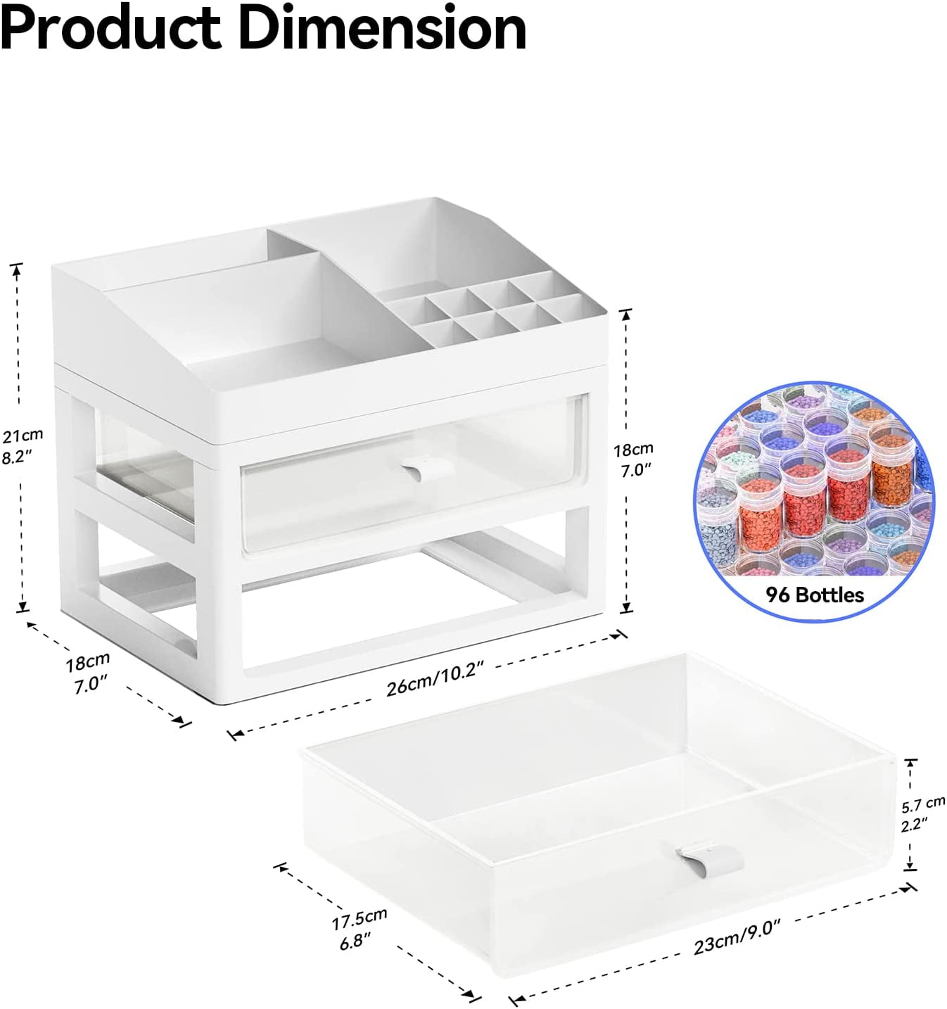 ARTDOT Diamond Painting Drill Storage Organizer, Stackable Craft Bead Containers with Lids (White, 96 Jars) 90a0p