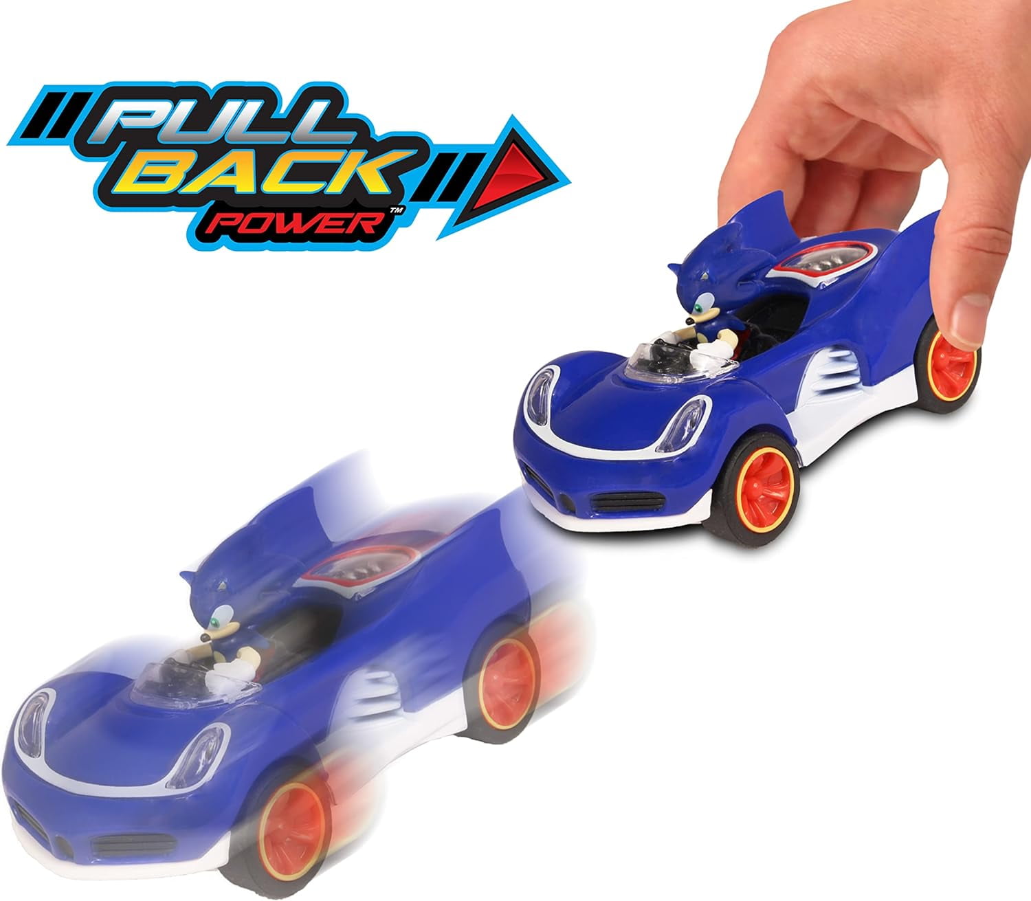 Sonic the Hedgehog Pull-Back Racing Car Toy, Collectible Speed Star Vehicle for Kids (Blue, 3.9 in x 2 in) ohh9o