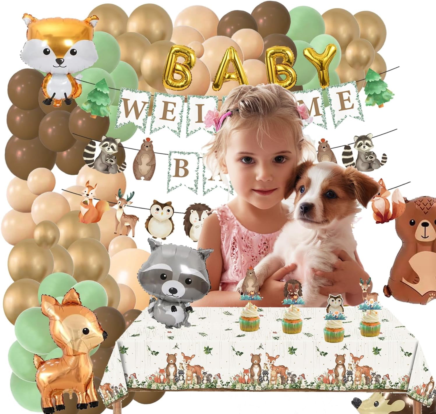 Finypa Woodland Animal Baby Shower Decoration Set (128 Pieces) lgtew