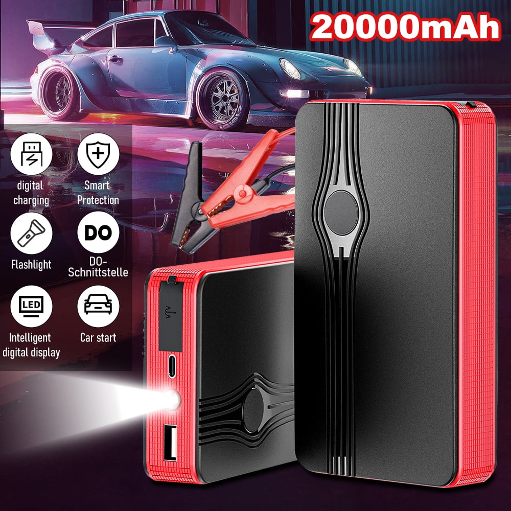 DFITO Portable Car Jump Starter, 300A Peak 12V Battery Booster Power Pack with LED Light and Wireless Charging (Black, 1.02 lb) 3tzrs