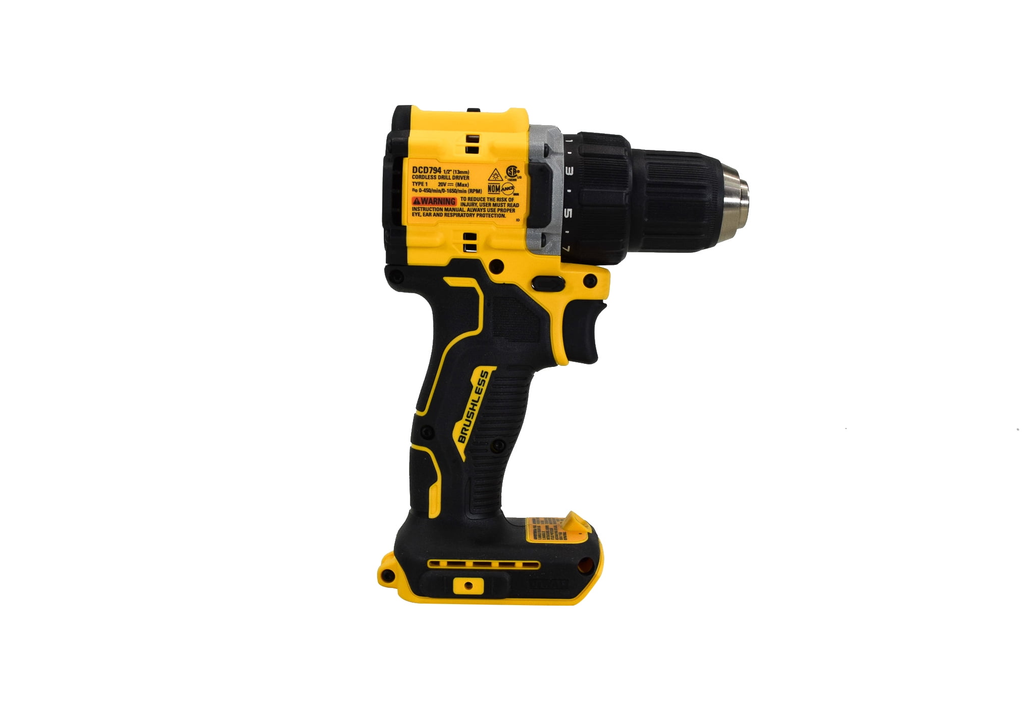 DEWALT DCD794 20V Cordless 1/2 in Drill Driver, High-Performance Brushless Motor (Yellow, Tool Only) sh48w