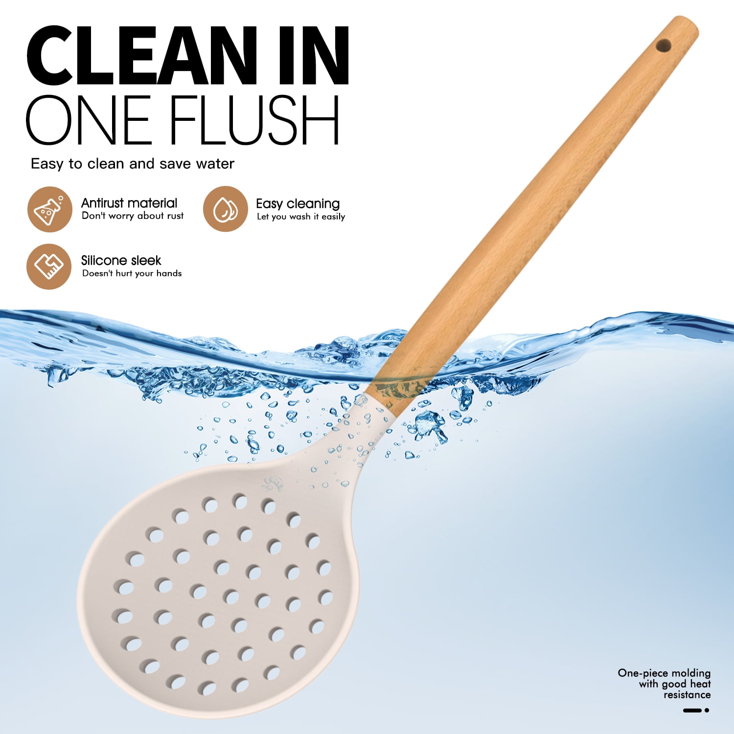 oannao 35-Piece Silicone Cooking Utensil Set, Heat-Resistant Kitchen Spatula Tools with Wooden Handles and Storage Holder (Khaki, 35-Piece) 3gcx6
