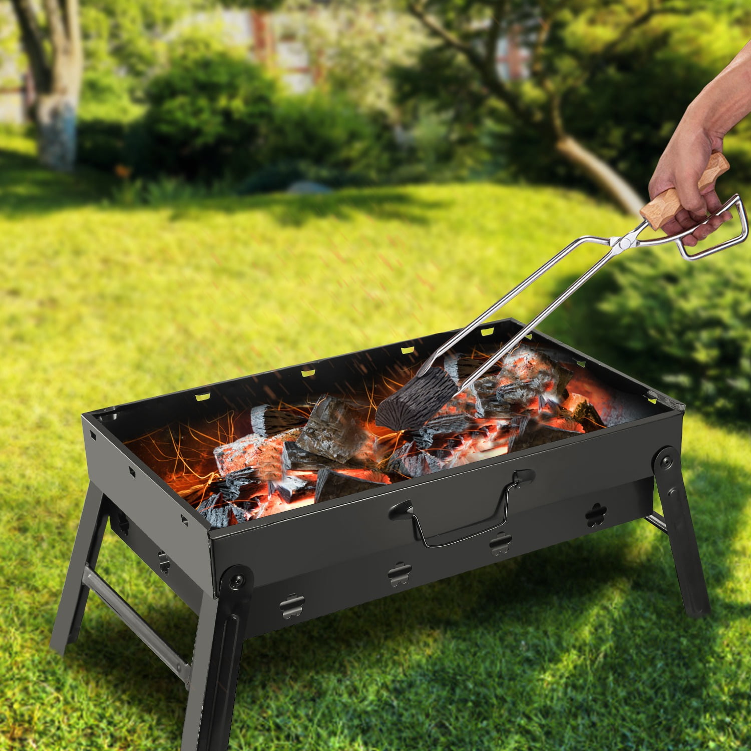TeqHome Portable Charcoal Grill and Smoker (Black, 18 in) vwfe1