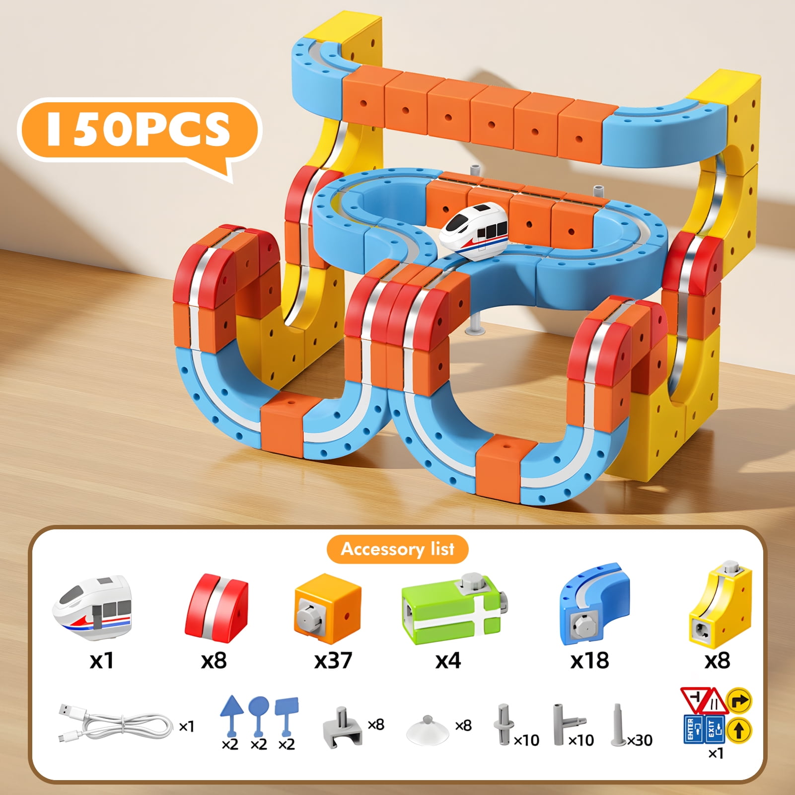 Superwinky Magnetic Car Track Set, STEM Educational Building Toy for Kids (Multicolor, 150 Pieces) kob0o