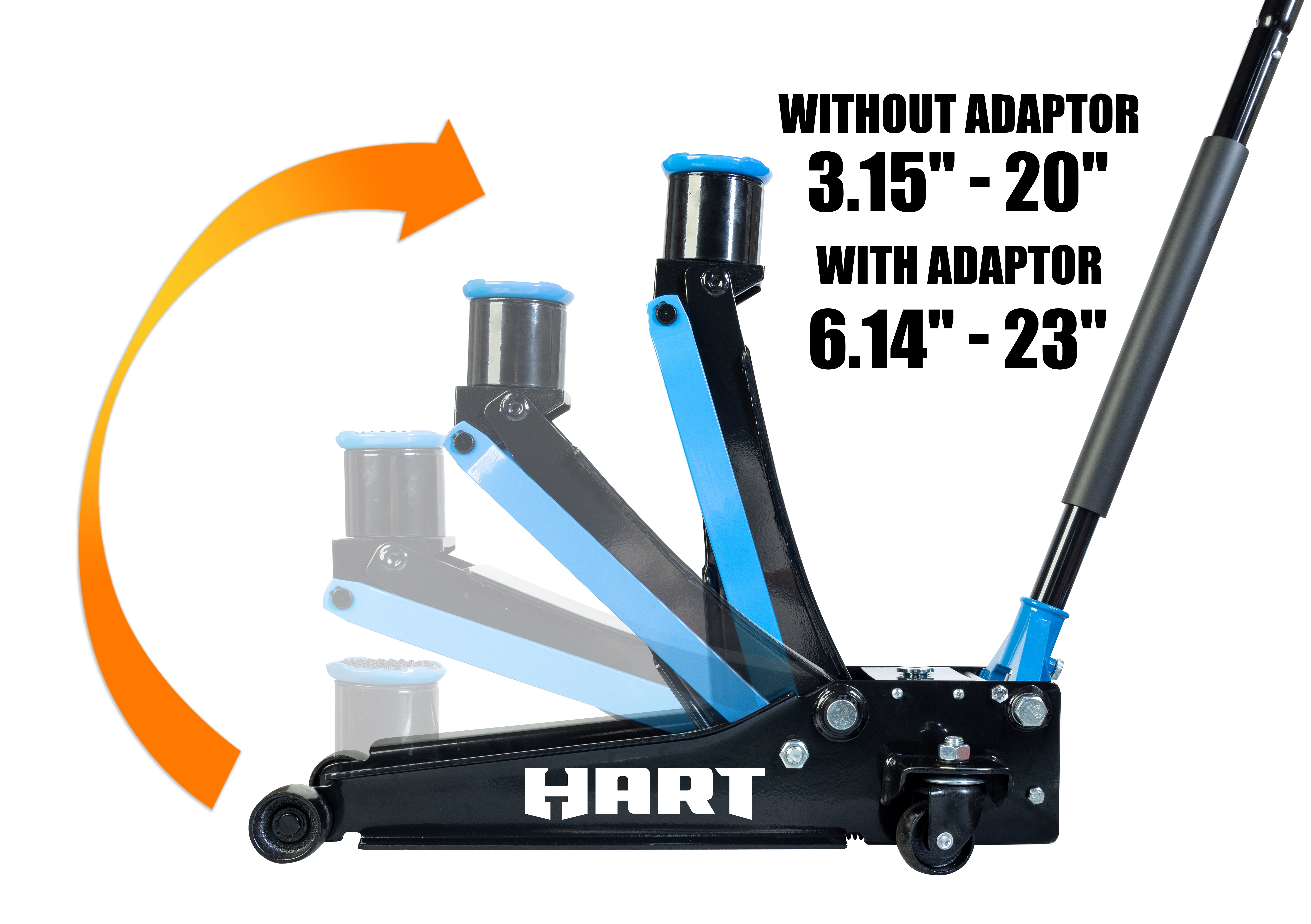 HART Super Duty Garage Jack with SUV Adaptor, 3 Ton Capacity (Black) 94vuy